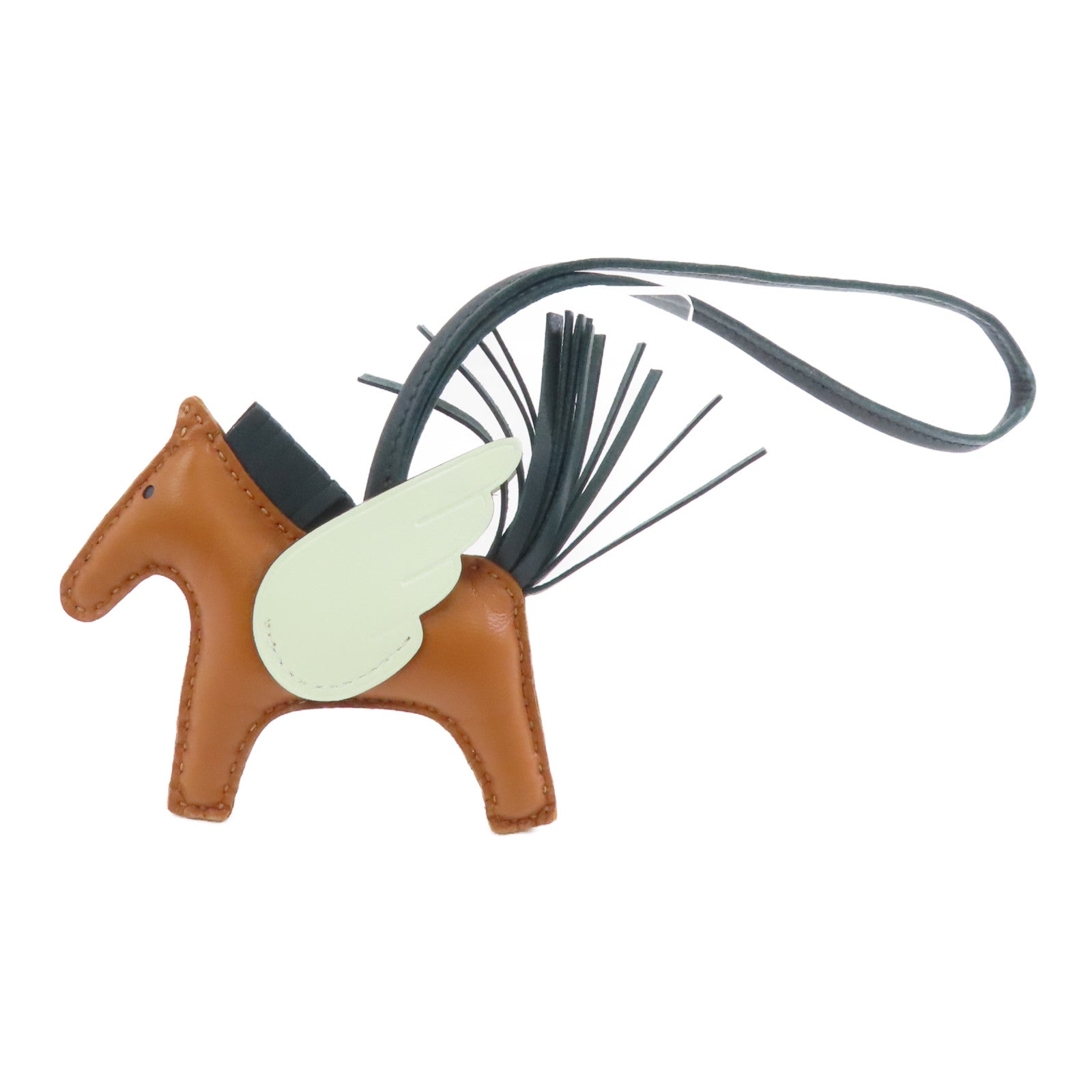 HERMES (PRICE DOWN) Rodeo Pegase PM Charm Veau Swift Leather Brown Green