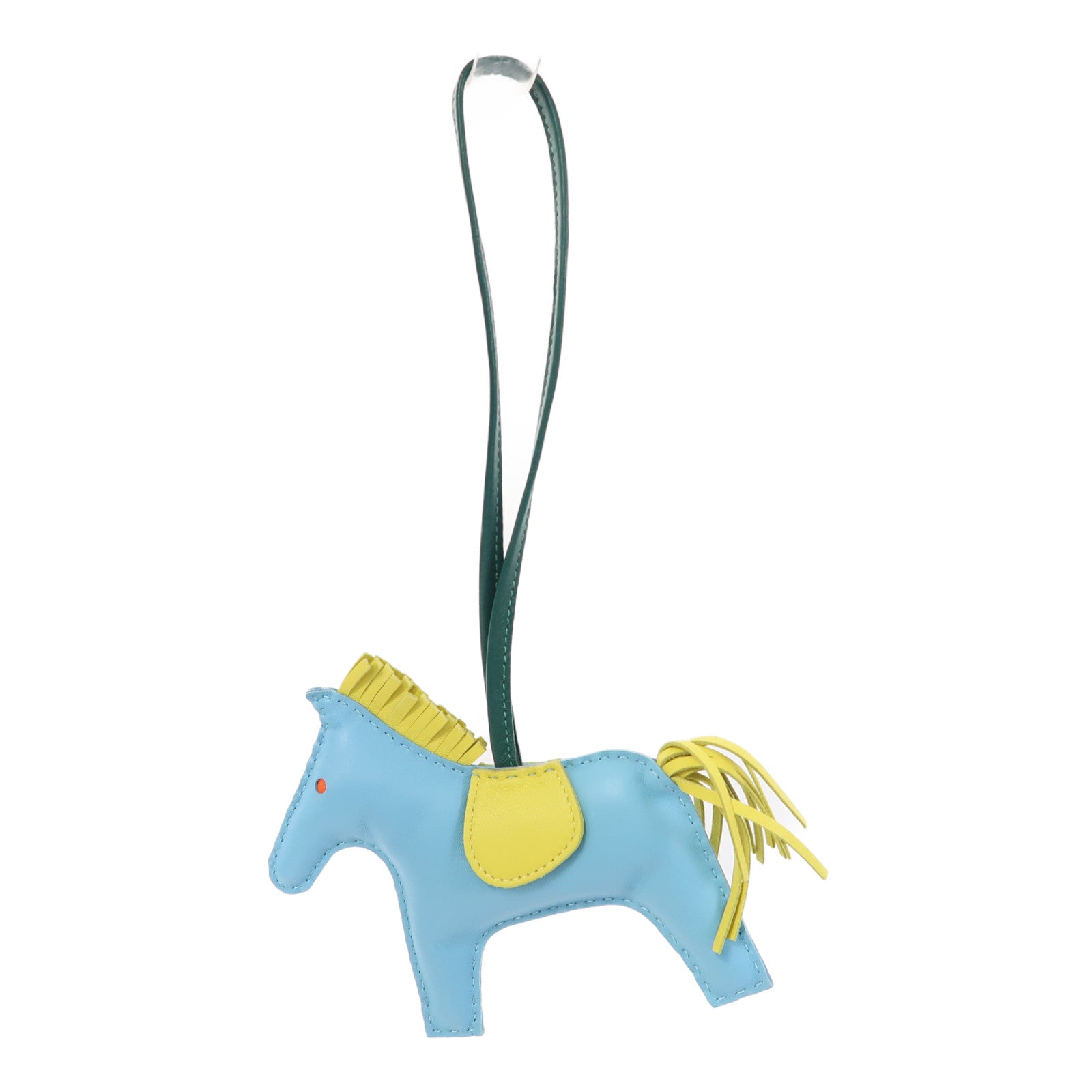 HERMES 皮革Rodeo GM掛飾藍色/黃色/綠色