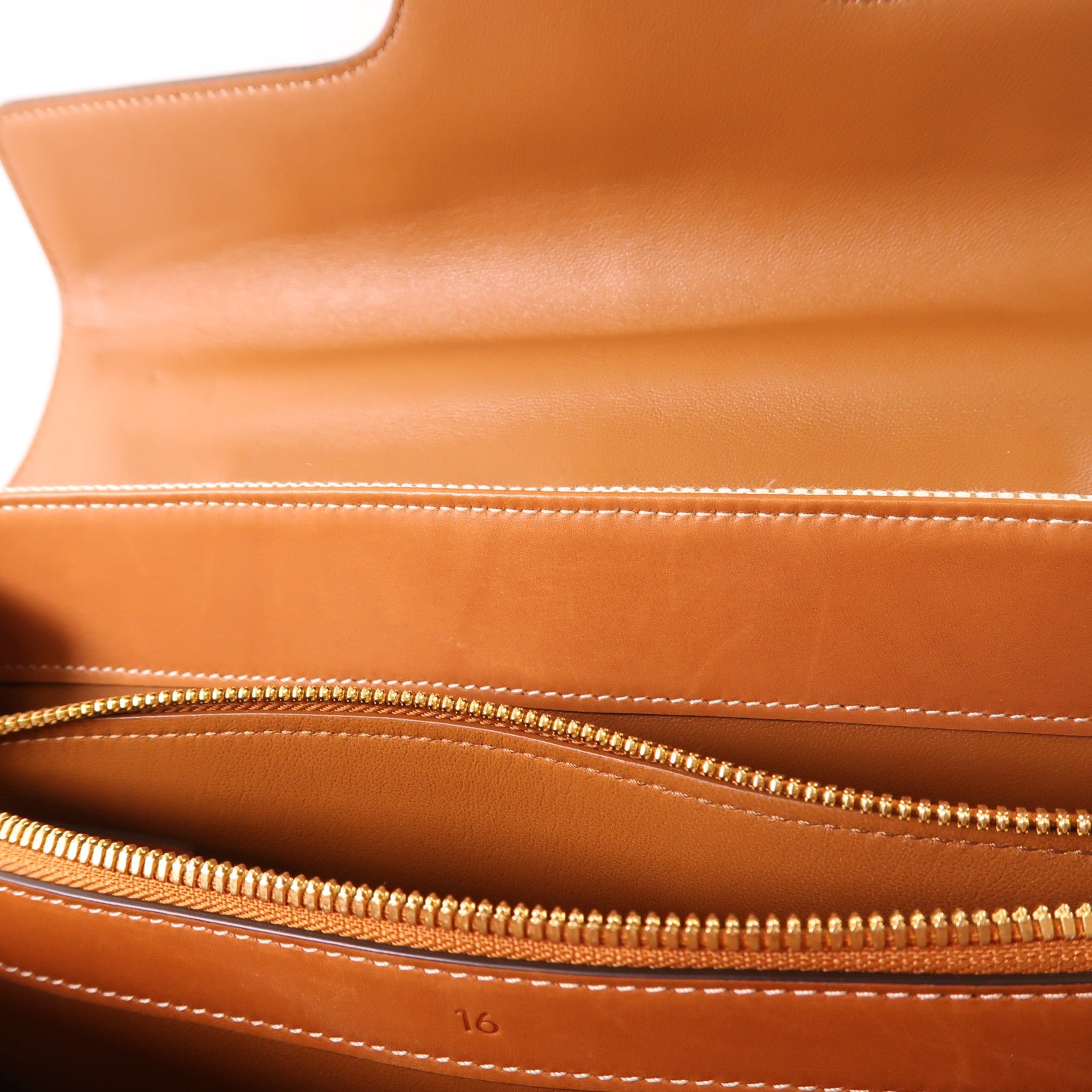 CELINE 帆布/牛皮皮革Classique 16金扣手挽肩背兩用袋