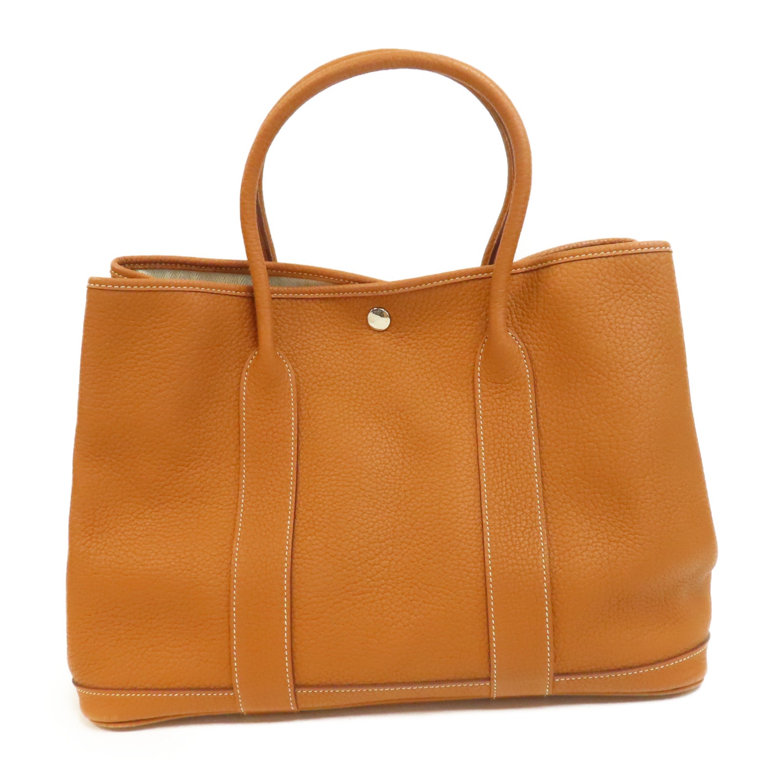 HERMES Negonda皮革Garden Party PM銀扣手挽袋Gold/啡色