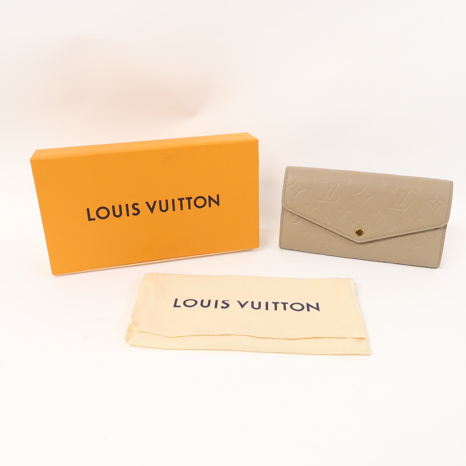 LOUIS VUITTON Monogram Empreinte Sarah金扣長錢包斑鳩灰色
