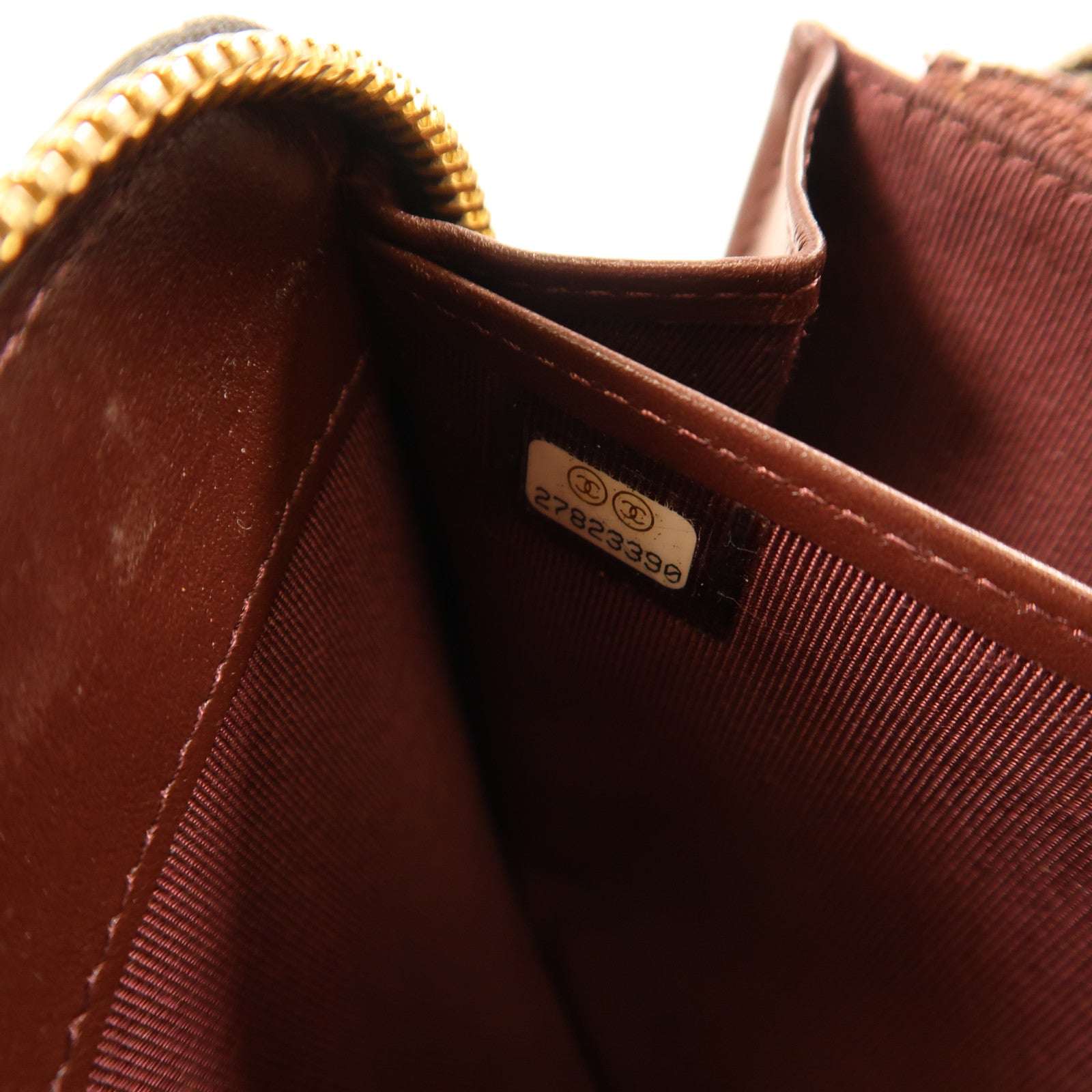 CHANEL 牛皮皮革Zipper Long Wallet金扣長錢包黑色