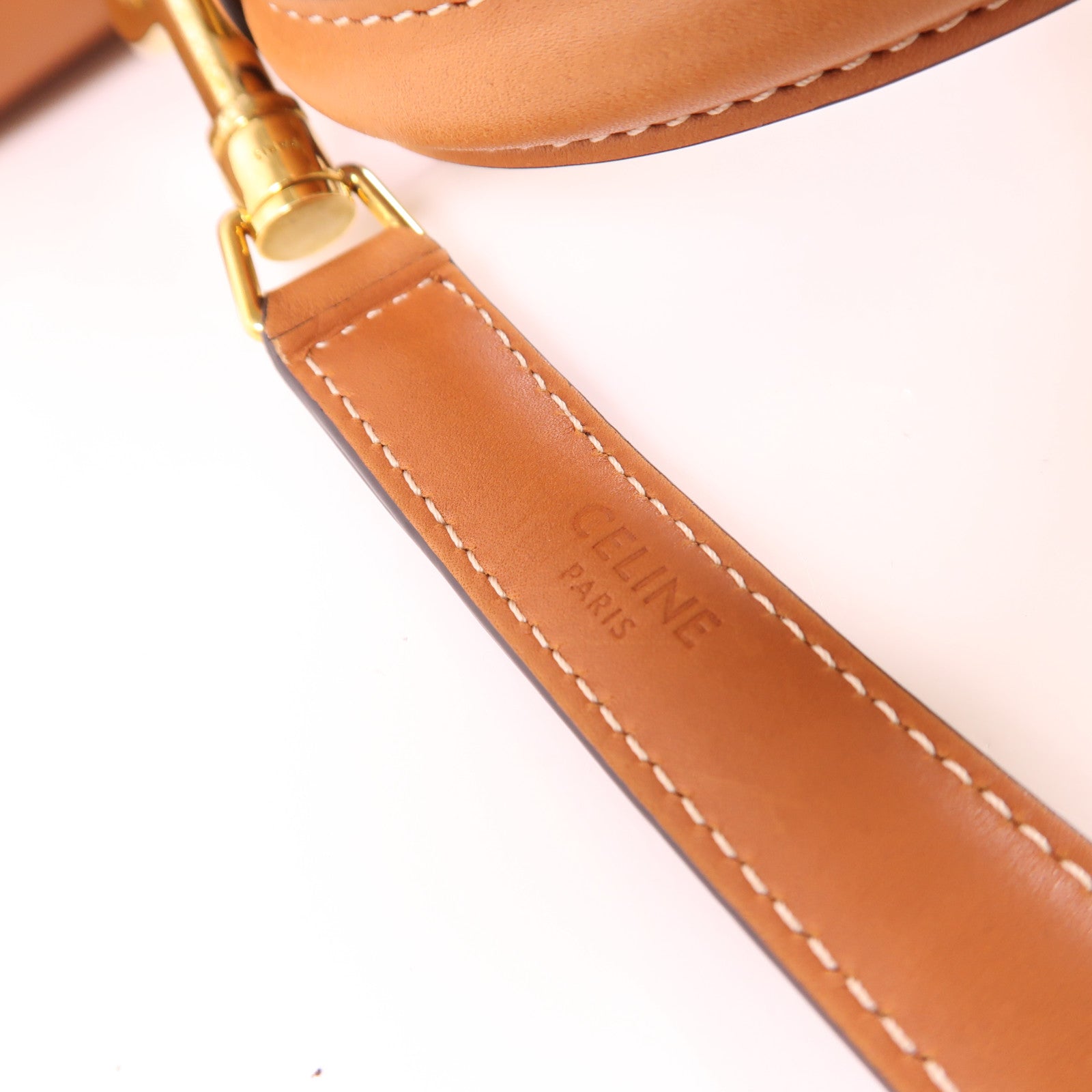 CELINE 帆布/牛皮皮革Classique 16金扣手挽肩背兩用袋