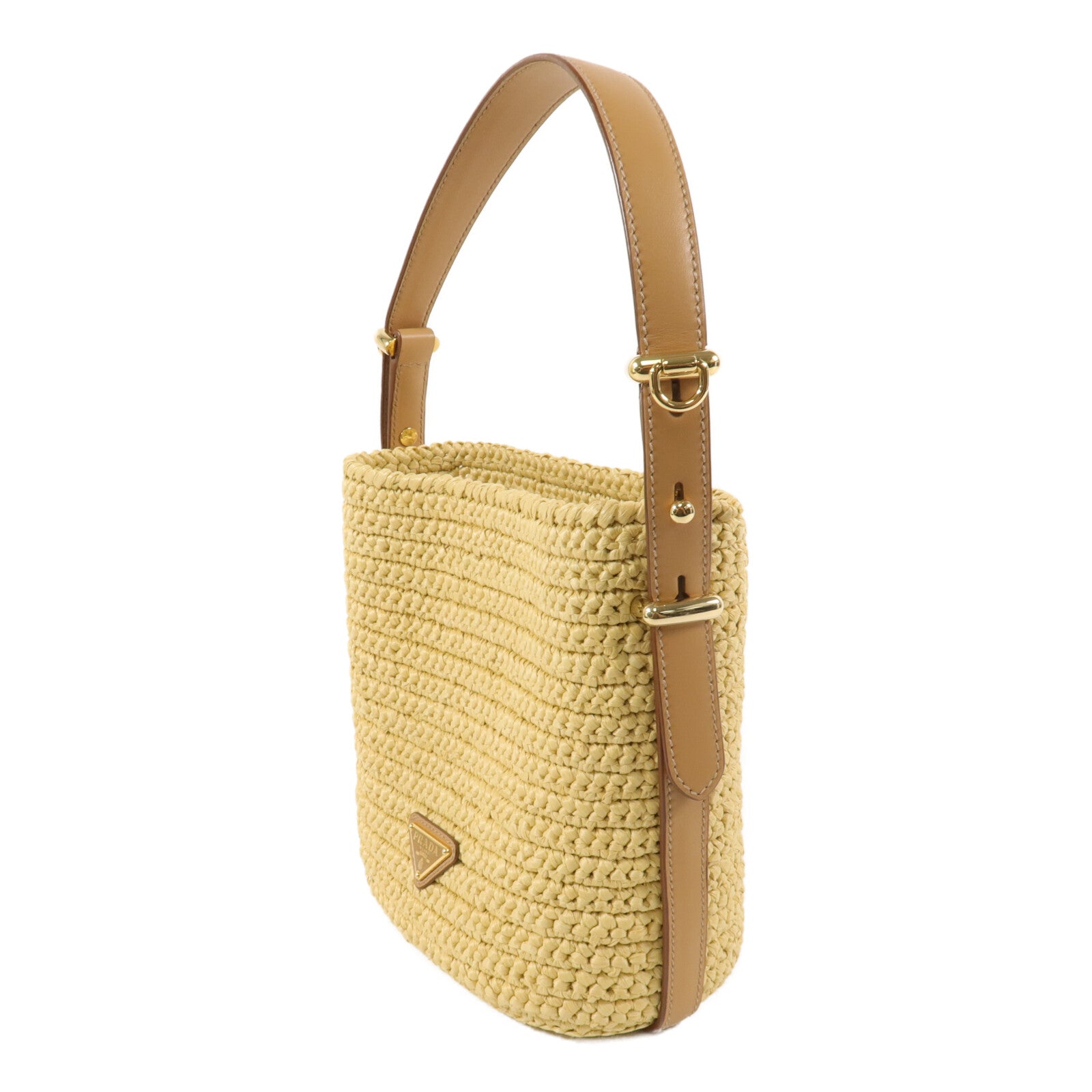 PRADA Viscose Small Crochet and Leather Bucket Bag手挽肩背兩用袋