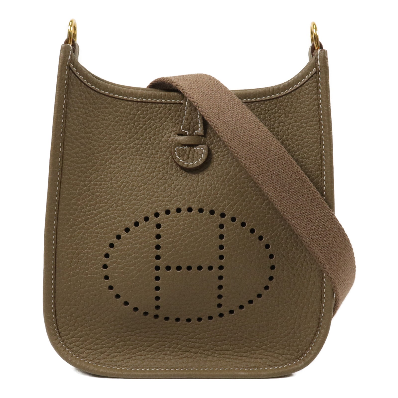 HERMES Clemence皮革Evelyne TPM肩背袋Etoupe