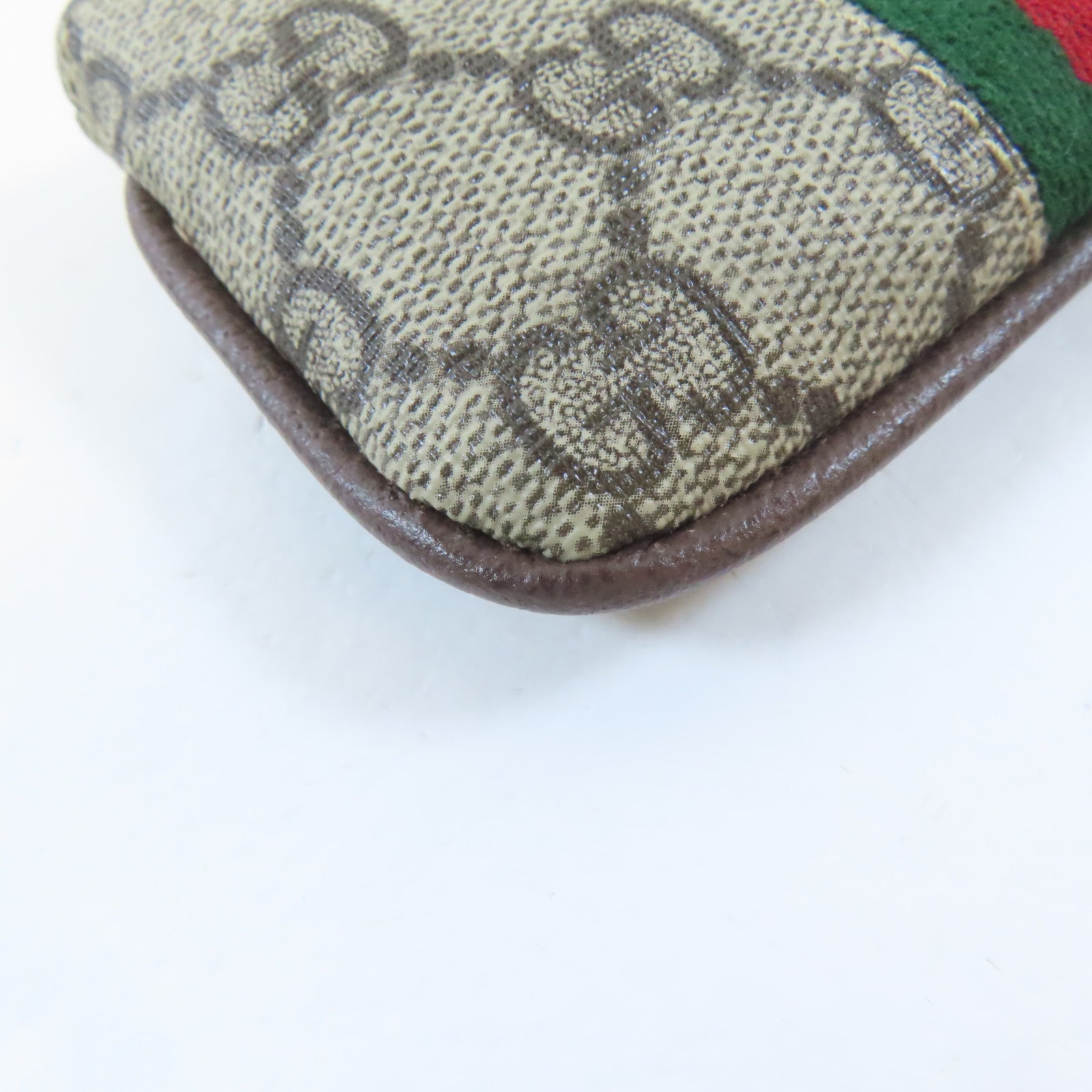 GUCCI 塗層帆布Ophidia Coin Key Case金扣零錢鎖匙包啡色