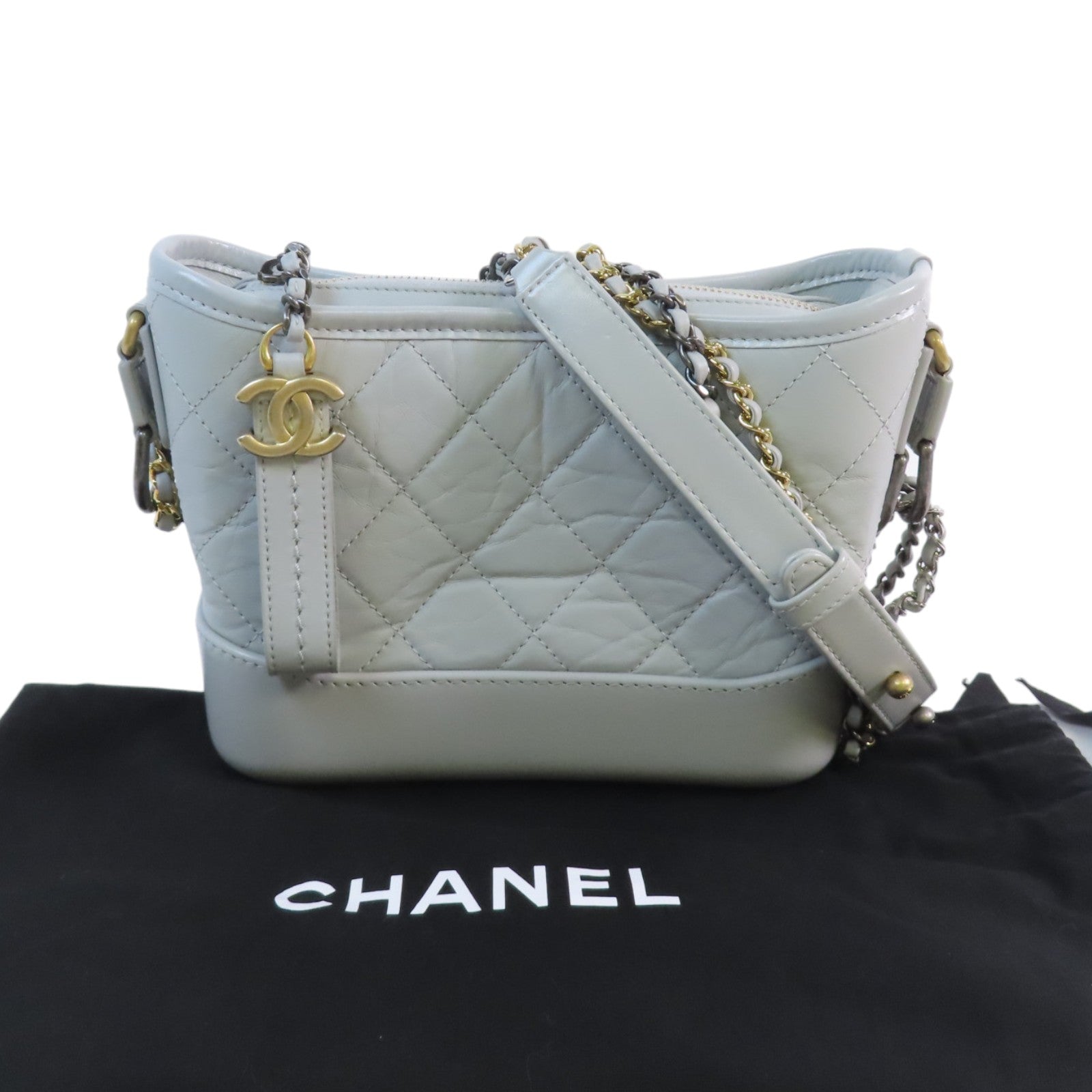 CHANEL 牛皮皮革Garbrillie Small金扣鏈帶肩背袋