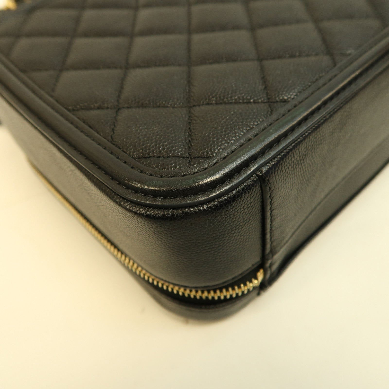 CHANEL 【激減優惠】菱格Caviar皮革Vanity Case金扣手挽肩背兩用袋黑色