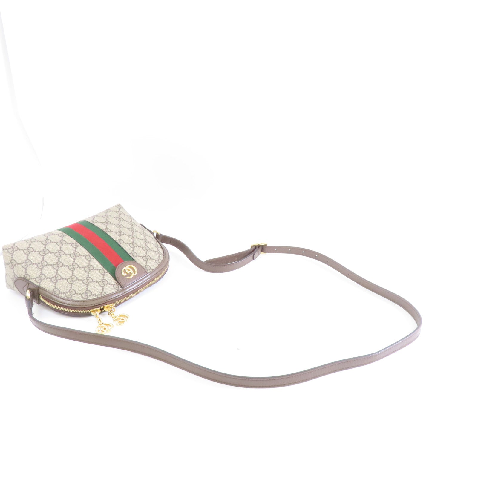 GUCCI 塗層帆布Shoulder Bag金扣肩背袋棕色