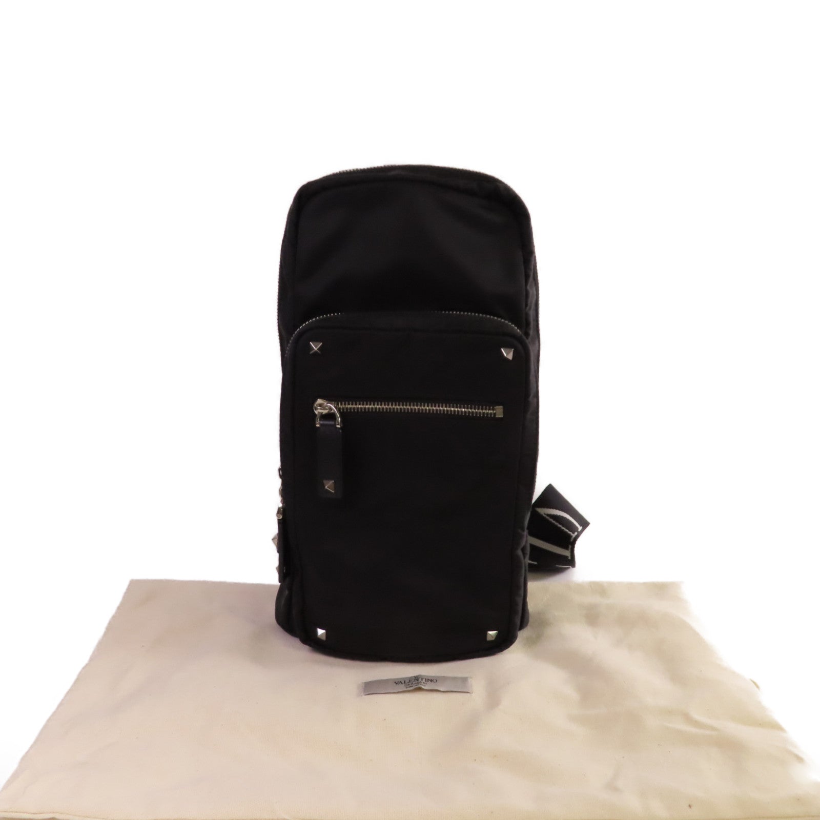 Valentino 【激減優惠】尼龍VLTN Shoulder Bag銀扣肩背袋黑色