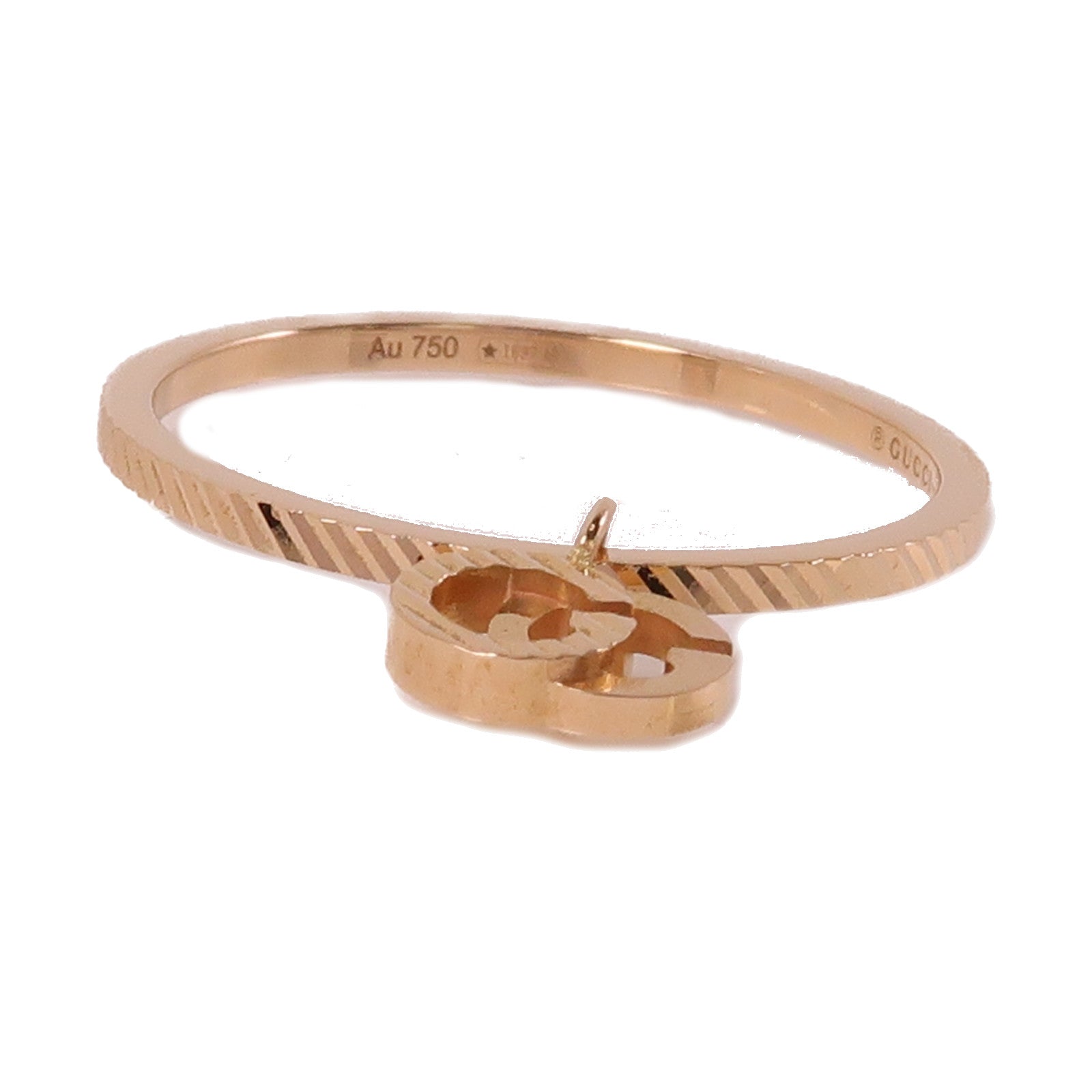 GUCCI 18K玫瑰金GG Running Charm Ring戒指US#6.75