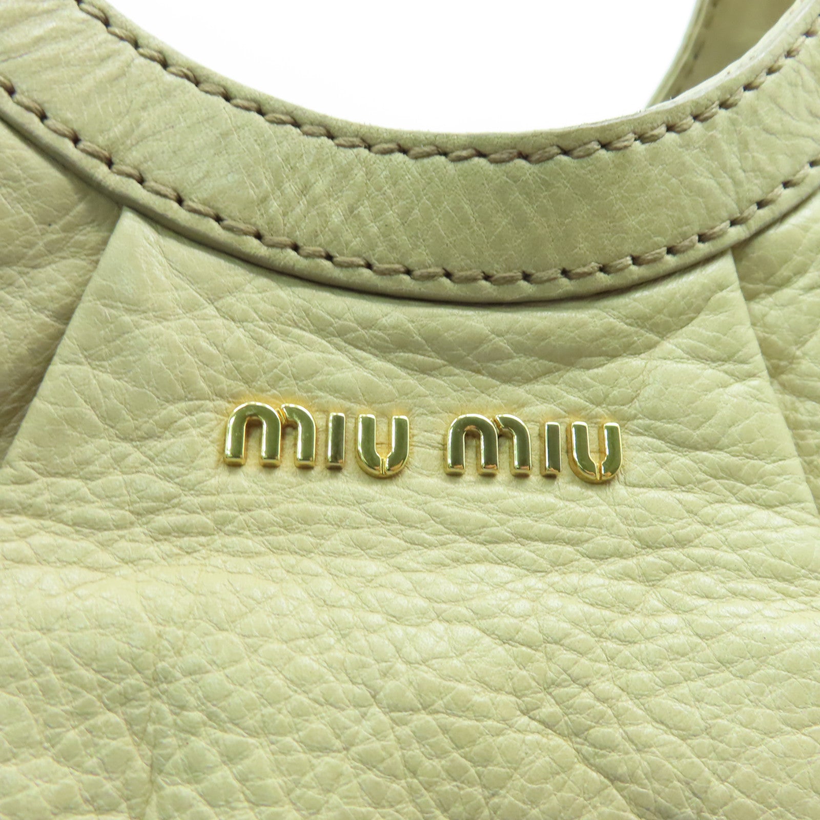 Miu Miu 【激減優惠】牛皮皮革Shoulder Bag金扣肩背袋米色