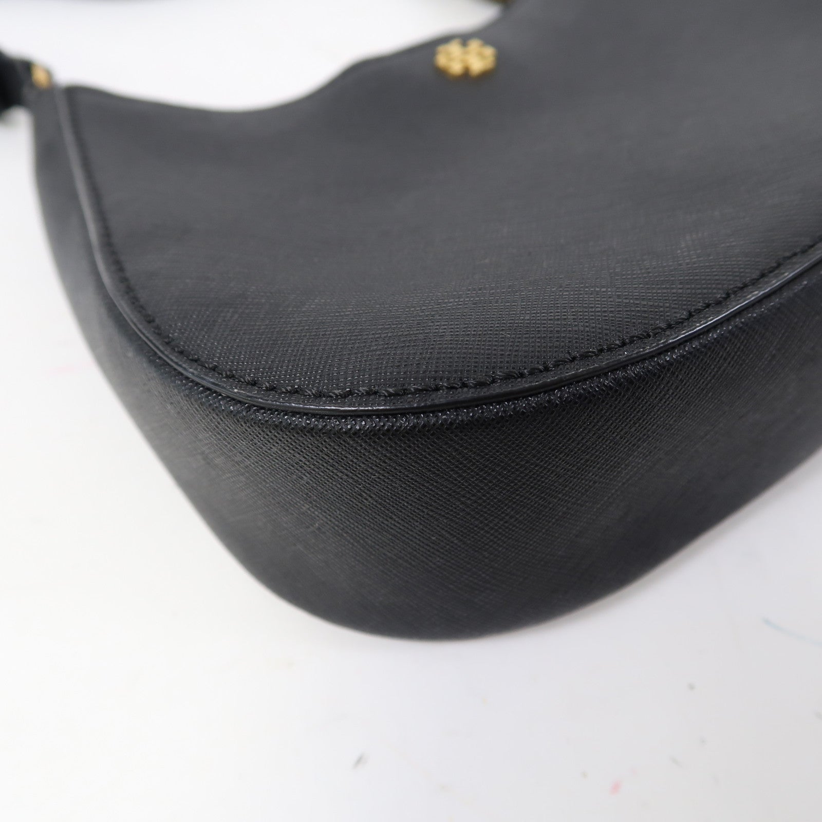 Tory Burch 牛皮皮革Shoulder Bag金扣肩背袋黑色