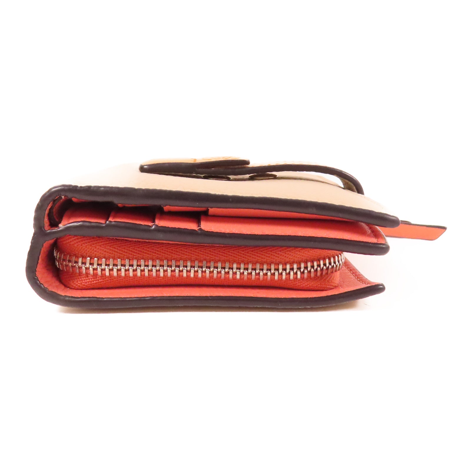 LOEWE 牛皮皮革Compact Zip Wallet銀扣錢包