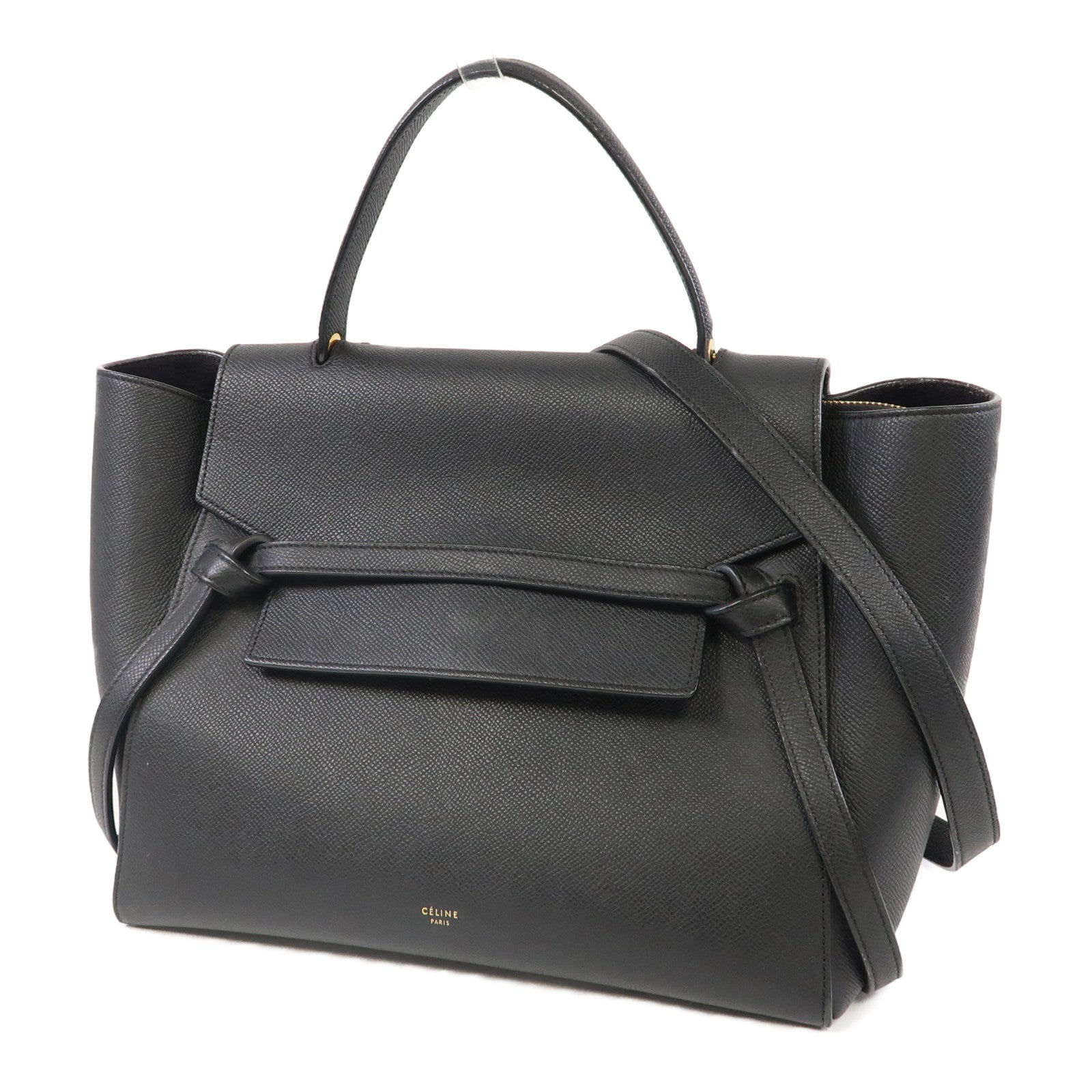 CELINE 牛皮皮革Belt Bag金扣手挽肩背兩用袋黑色