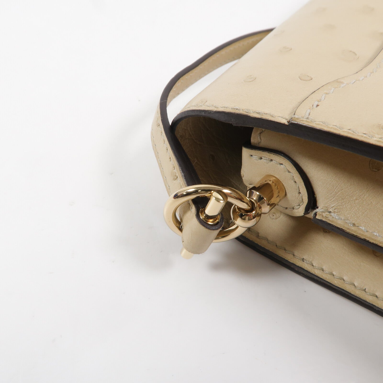 HERMES Ostrich皮革Roulis Mini肩背袋Nata