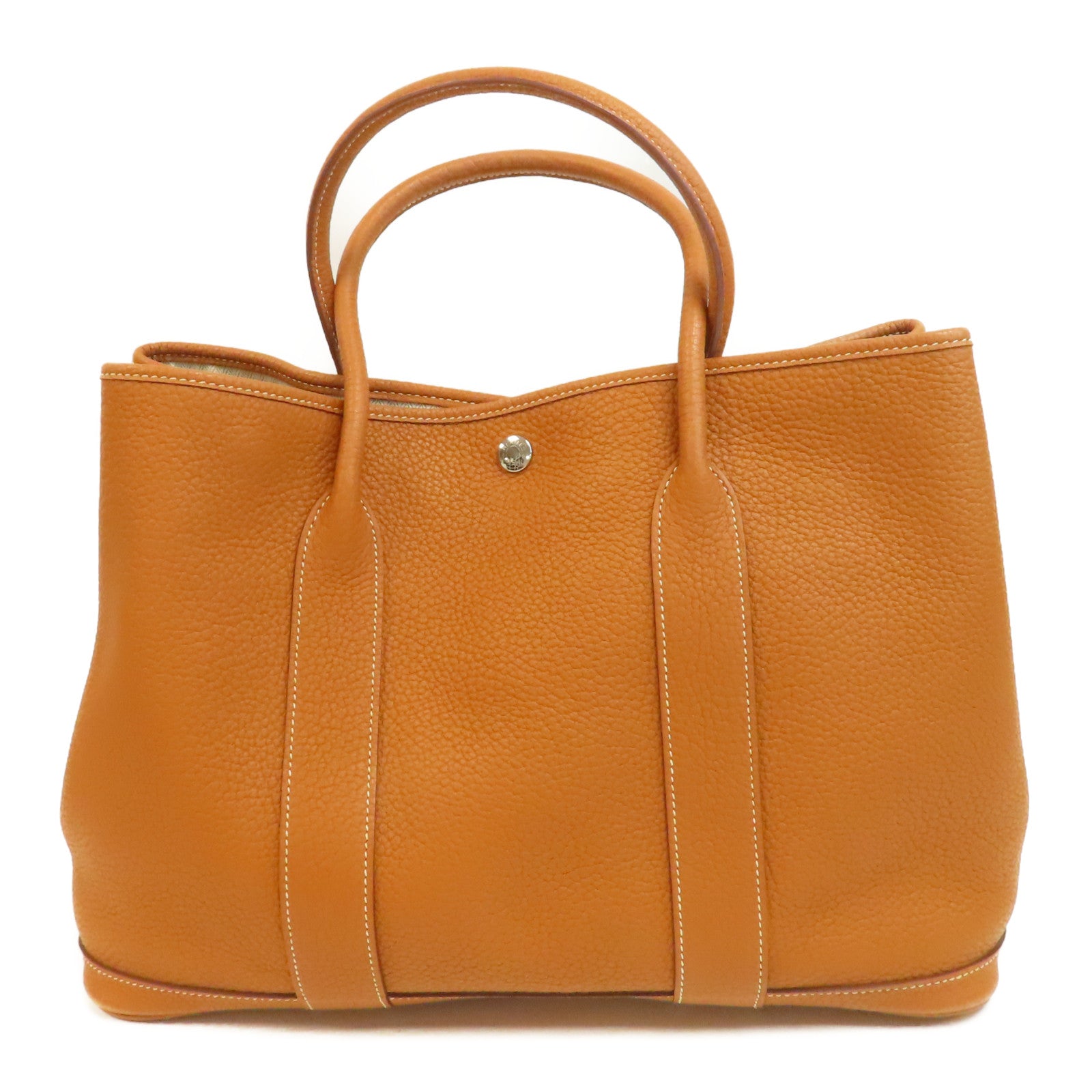 HERMES Negonda皮革Garden Party PM銀扣手挽袋Gold/啡色