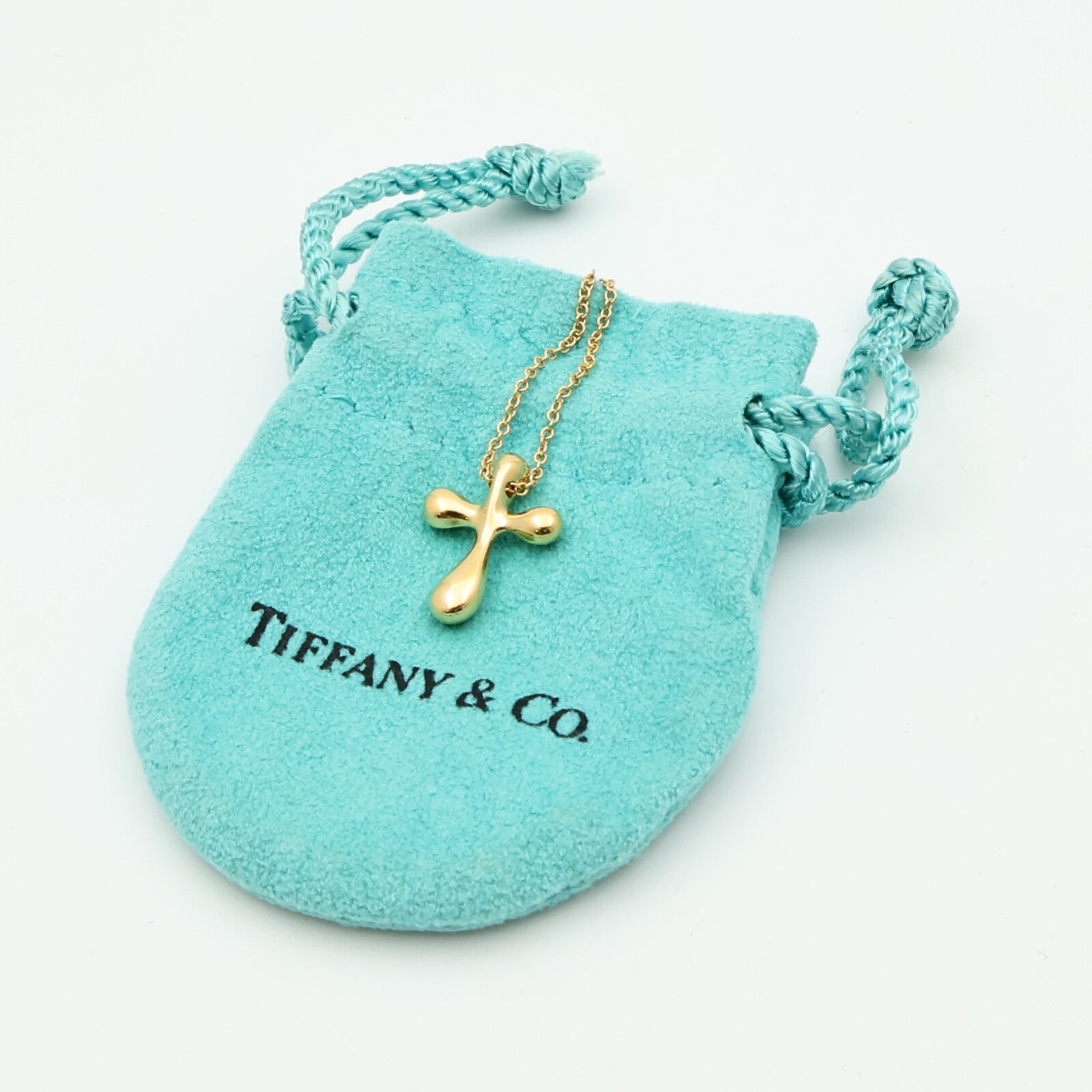 TIFFANY＆CO 18K黃金Elsa Peretti Cross Pendant項鍊