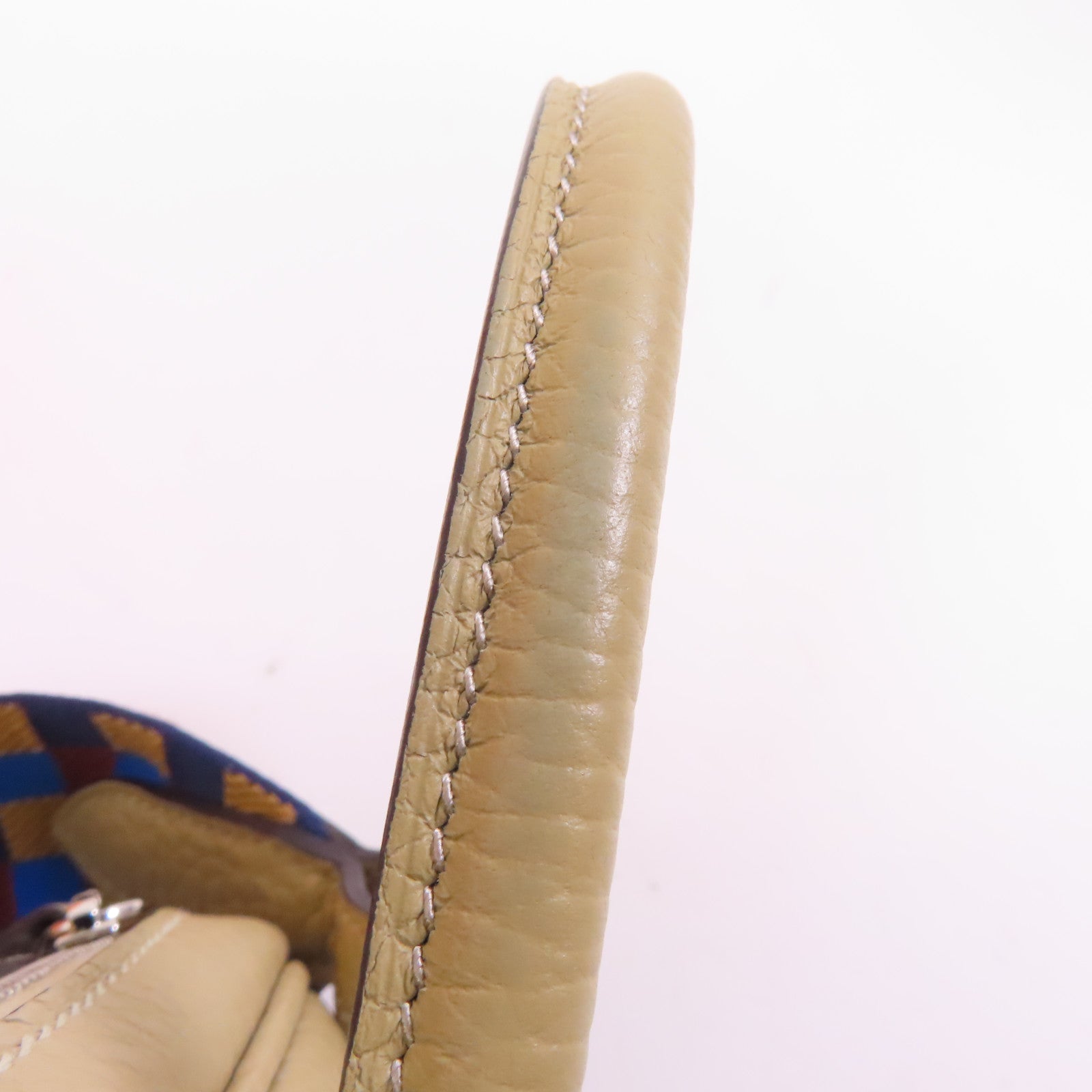HERMES Clemence皮革Mini Lindy銀扣手挽肩背兩用袋Trench米色