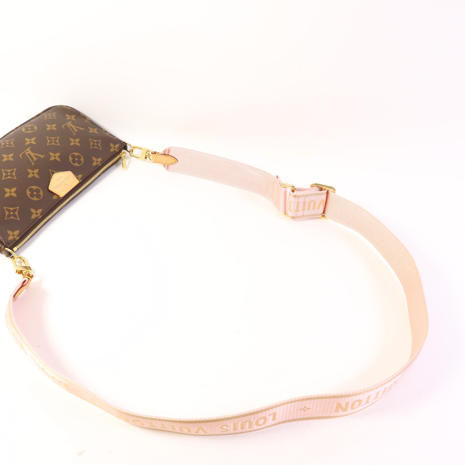 LOUIS VUITTON Monogram Multi Pochette Accessoires金扣手挽肩背兩用袋棕色