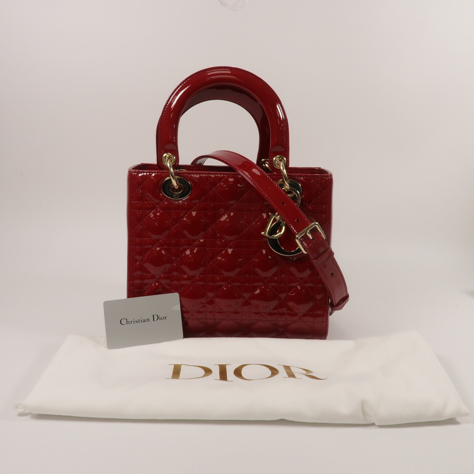 Dior 漆皮皮革Lady Dior Medium手挽肩背兩用袋