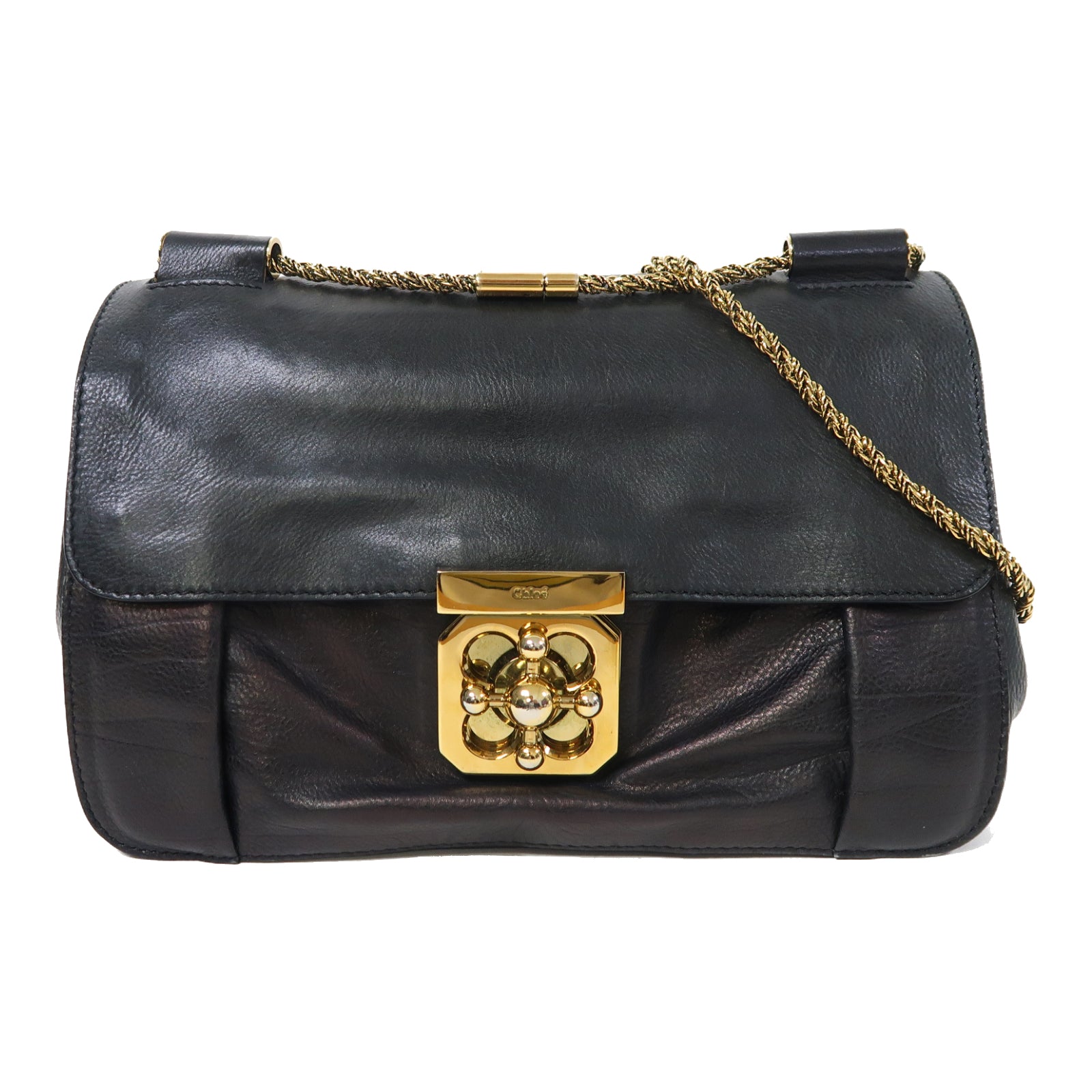 Chloe 牛皮皮革Shoulder Bag金扣肩背袋黑色