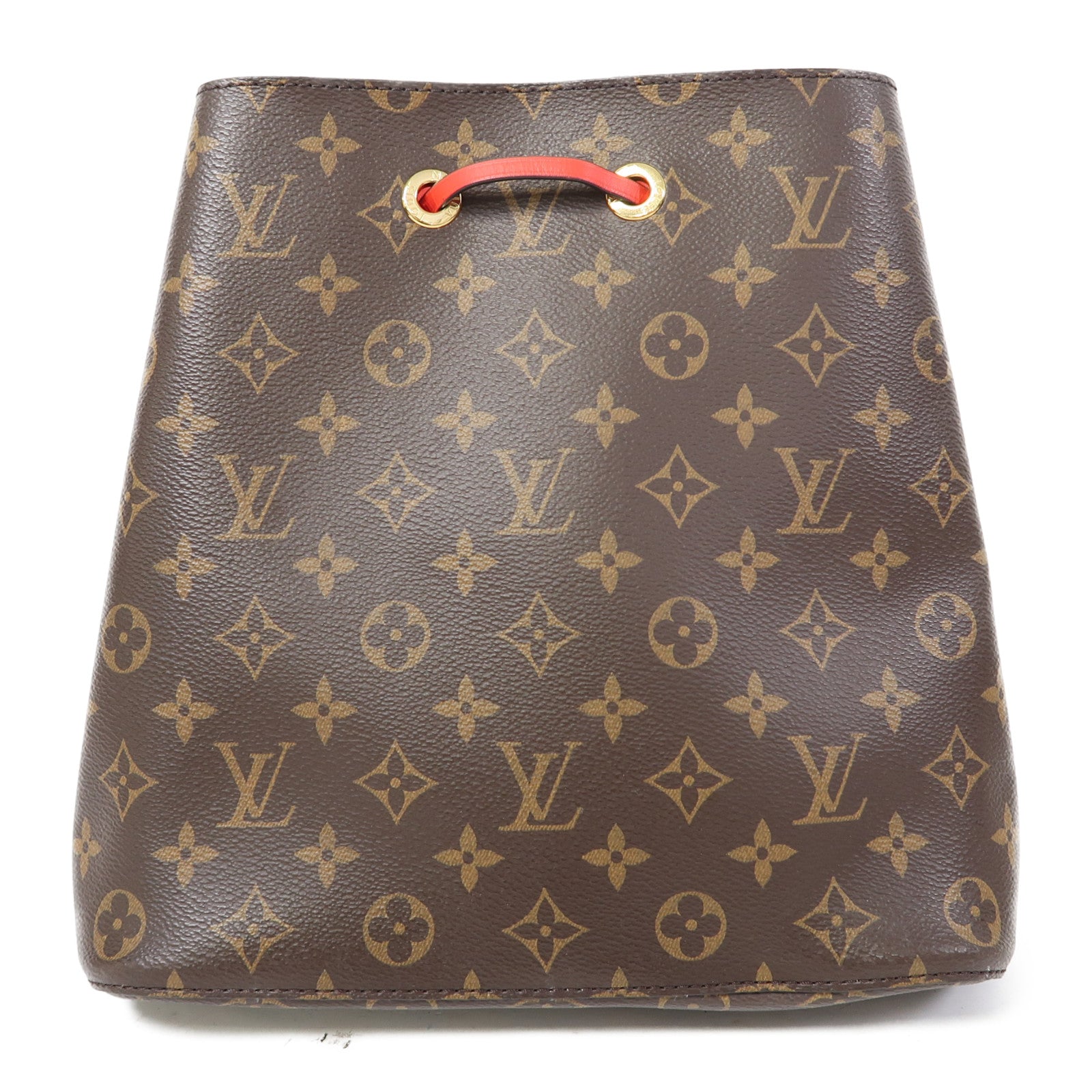 LOUIS VUITTON Monogram Neo Noe MM金扣肩背袋啡色/紅色