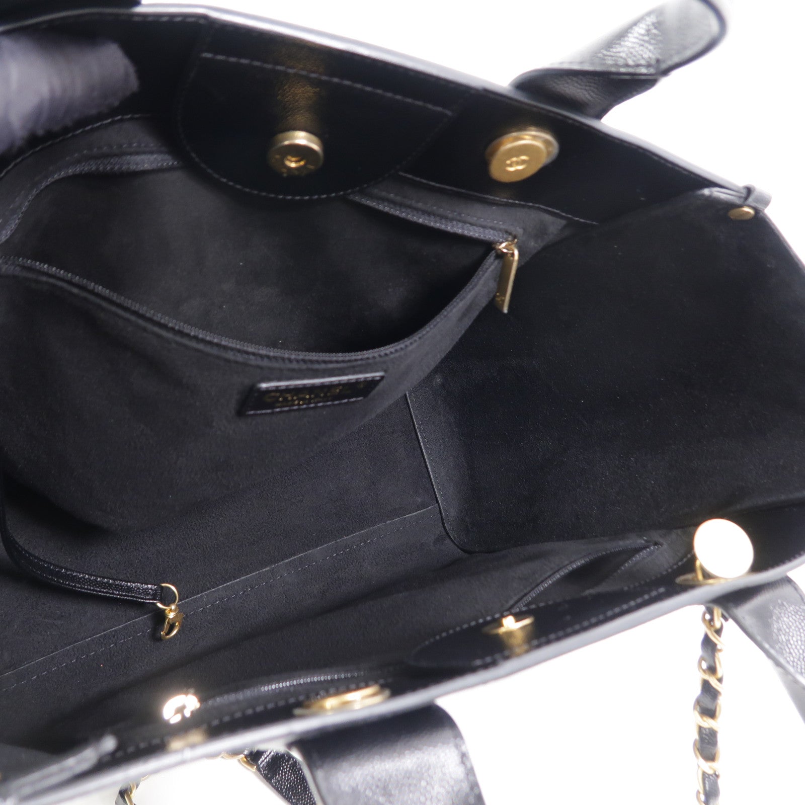 CHANEL 牛皮皮革Deauville Tote鏈帶手挽肩背兩用袋