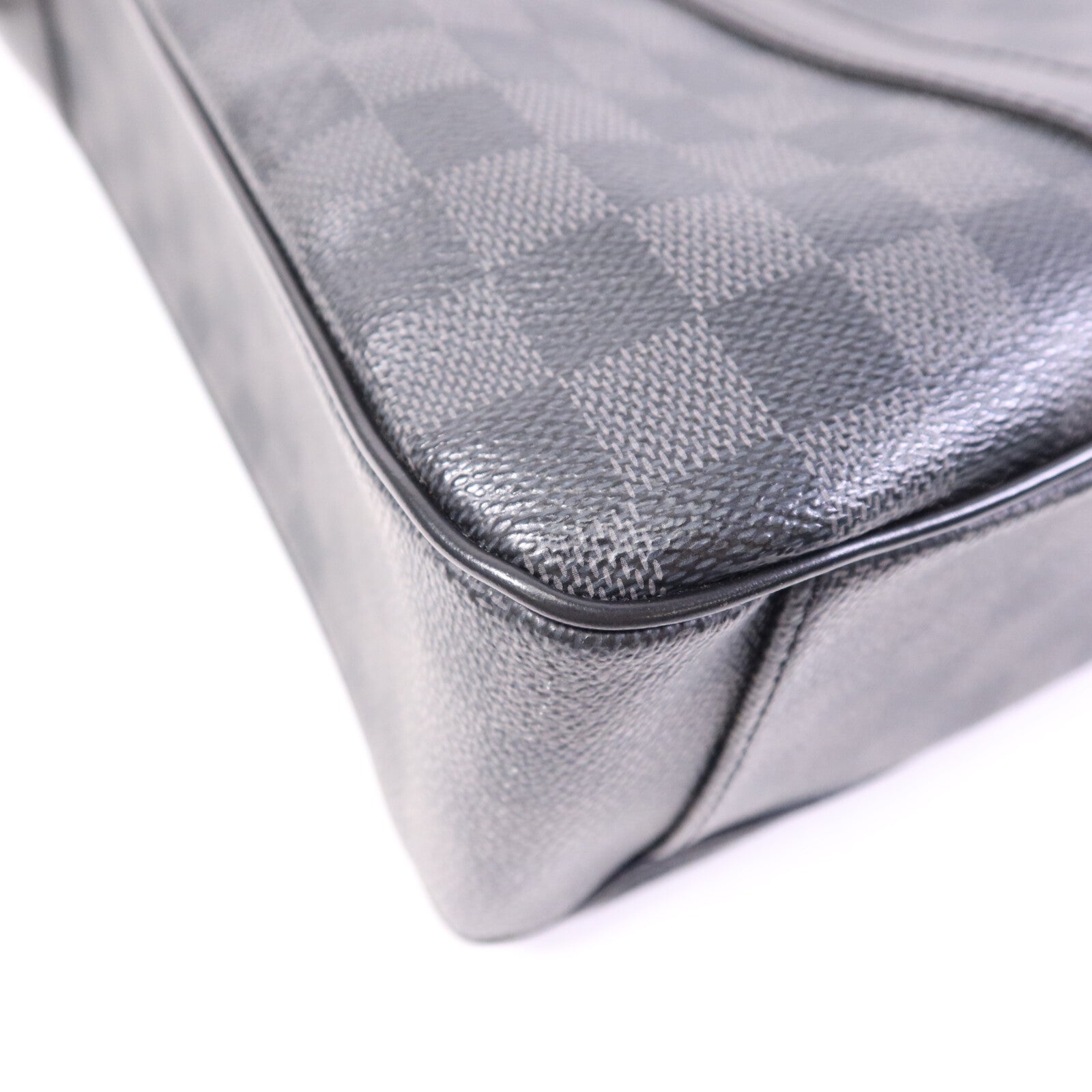 LOUIS VUITTON Damier Graphite Tadao MM銀扣手挽肩背兩用袋