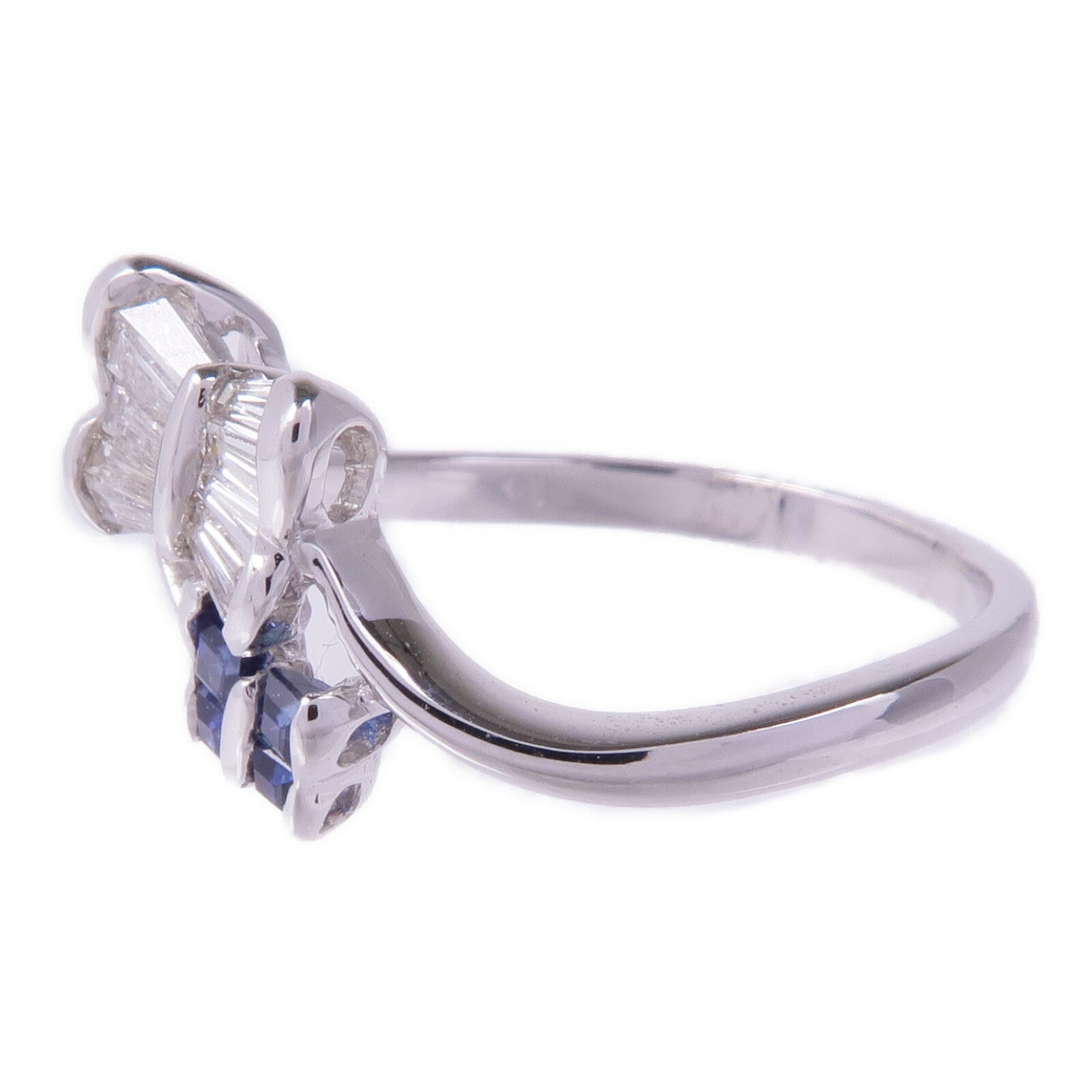 JEWELRY 18K白金Diamond Sapphire Ring鑽石/藍寶石戒指US#6.75