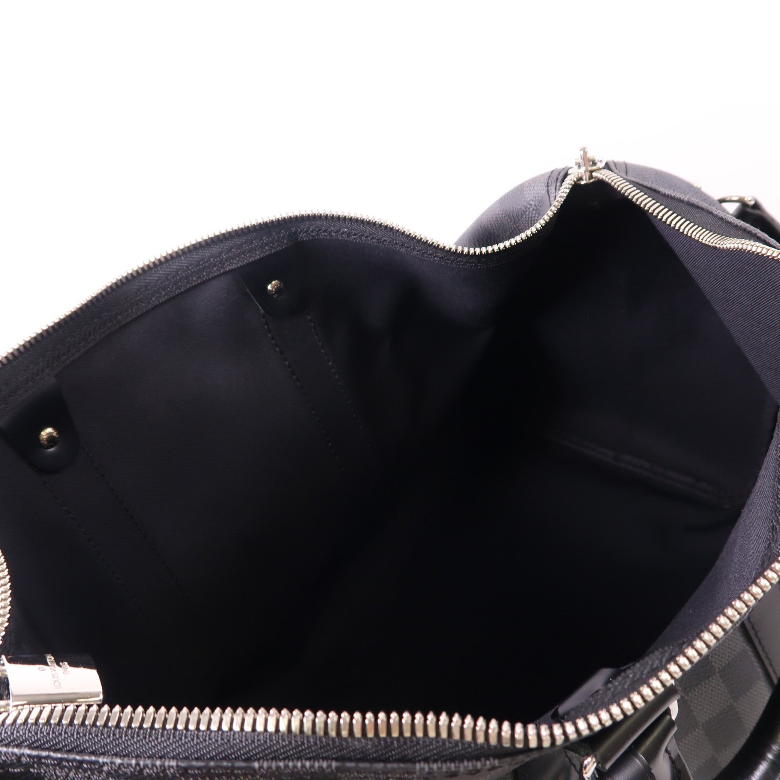 LOUIS VUITTON Damier Graphite Keepall 45 Bandouliere銀扣手挽肩背兩用袋