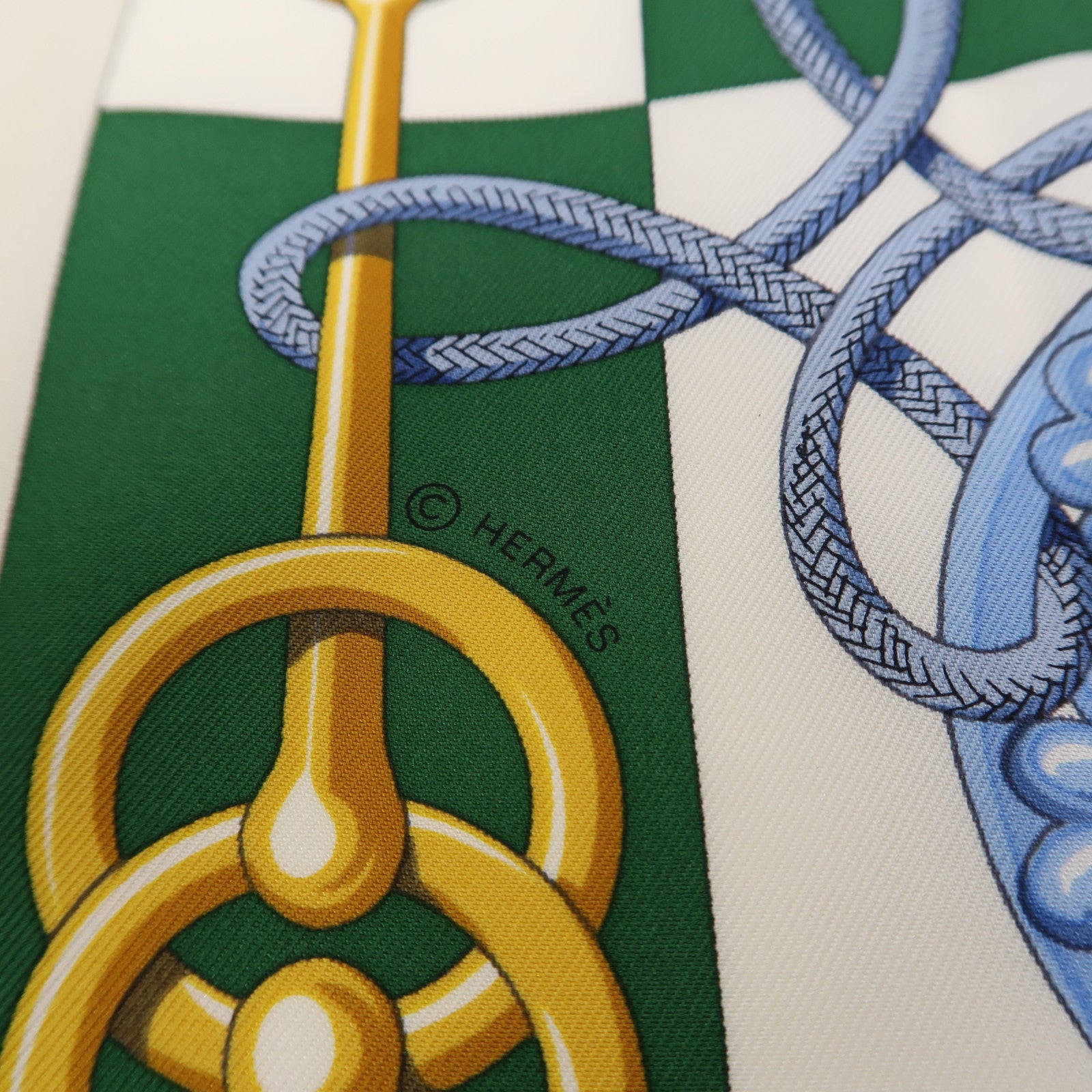 HERMES 絲質Scarf 90X90cm絲巾米色/綠色/藍色/啡色