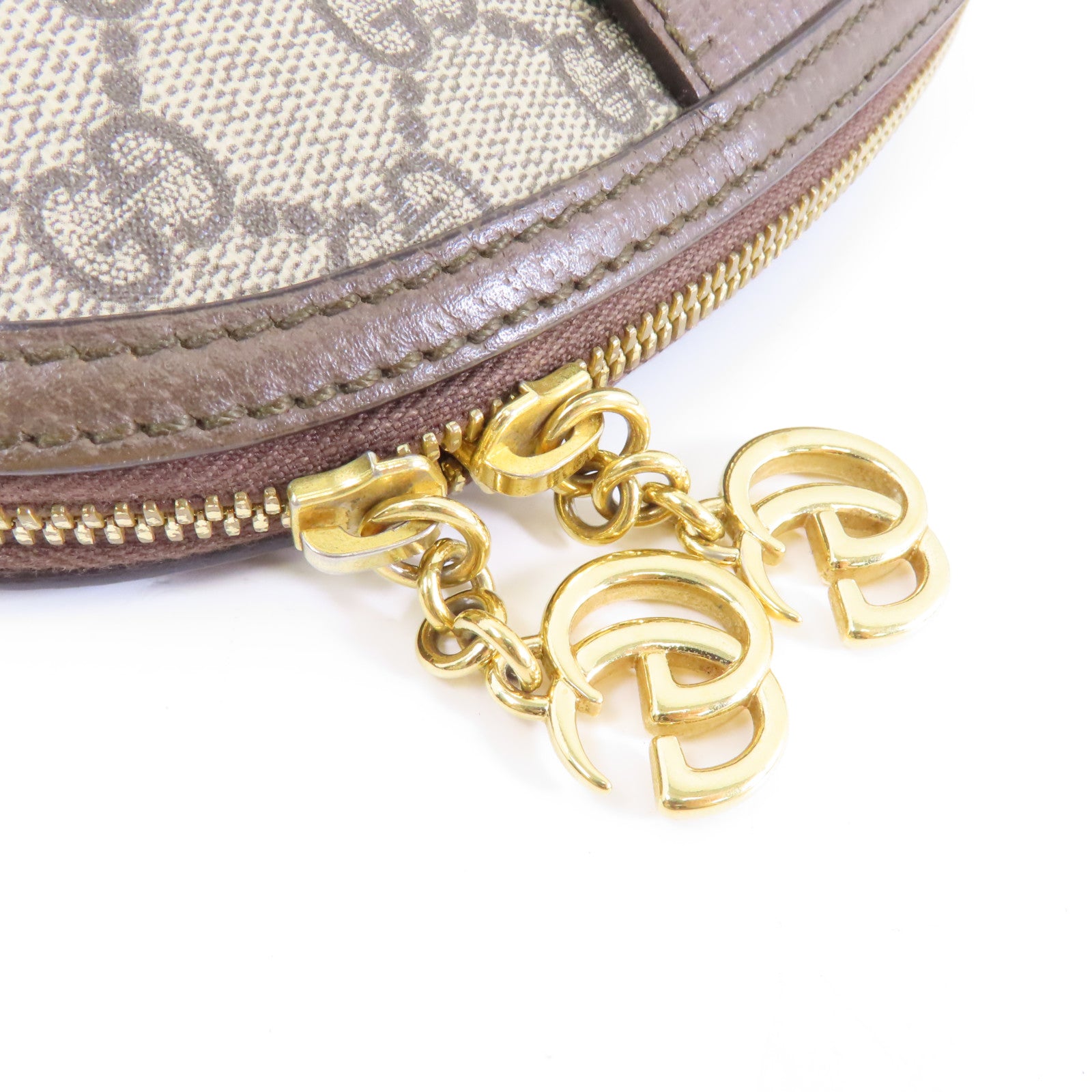 GUCCI 塗層帆布Shoulder Bag金扣肩背袋棕色