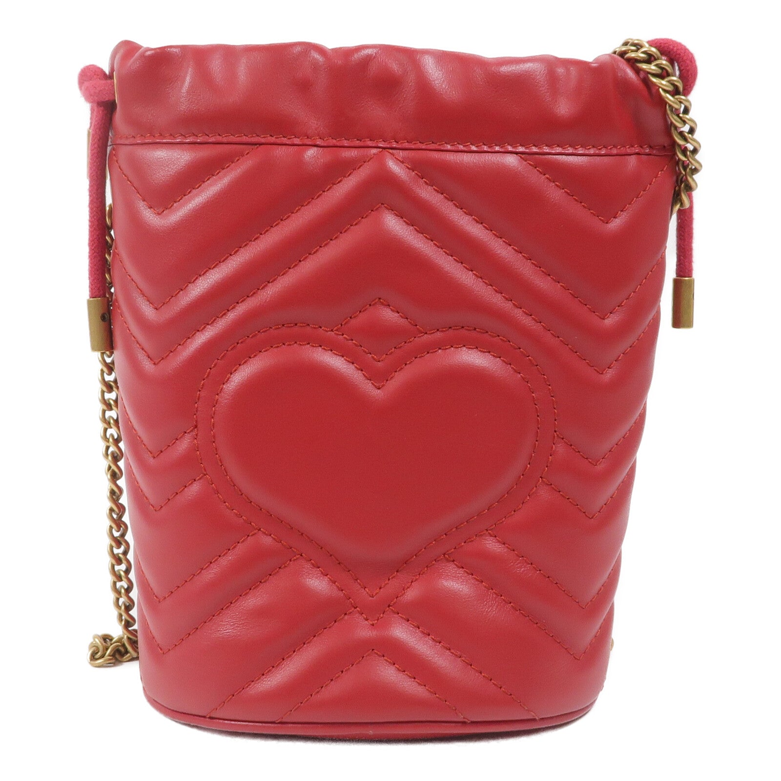 GUCCI 牛皮皮革GG Marmont Mini Bucket鏈帶肩背袋