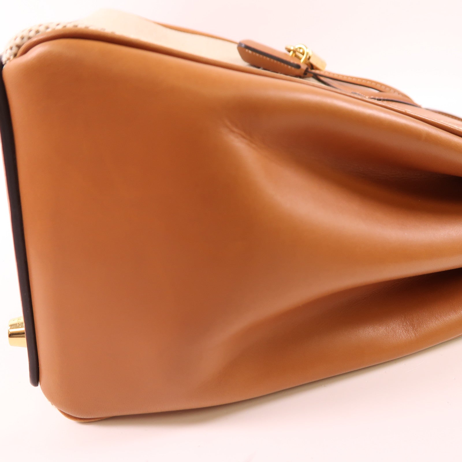 CELINE 帆布/牛皮皮革Classique 16金扣手挽肩背兩用袋