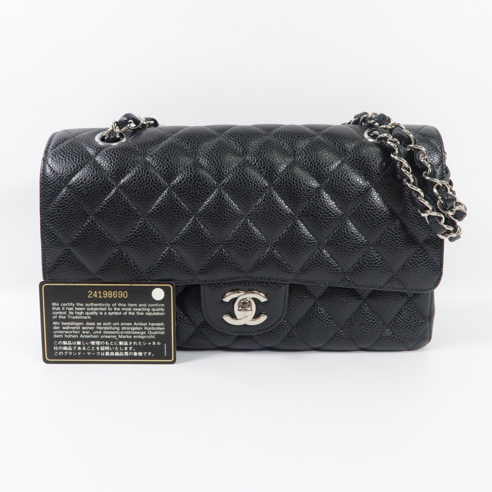 CHANEL CC SHW Classic 25 Chain Shoulder Bag Calfskin Leather Black