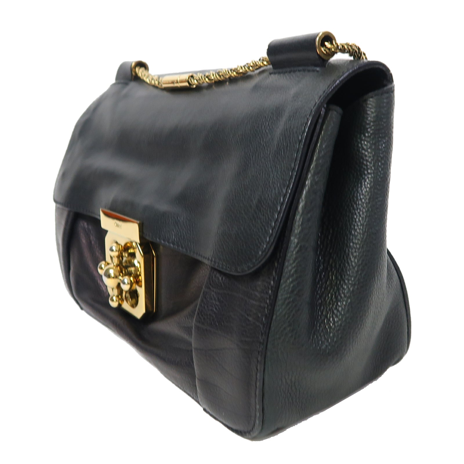 Chloe 牛皮皮革Shoulder Bag金扣肩背袋黑色