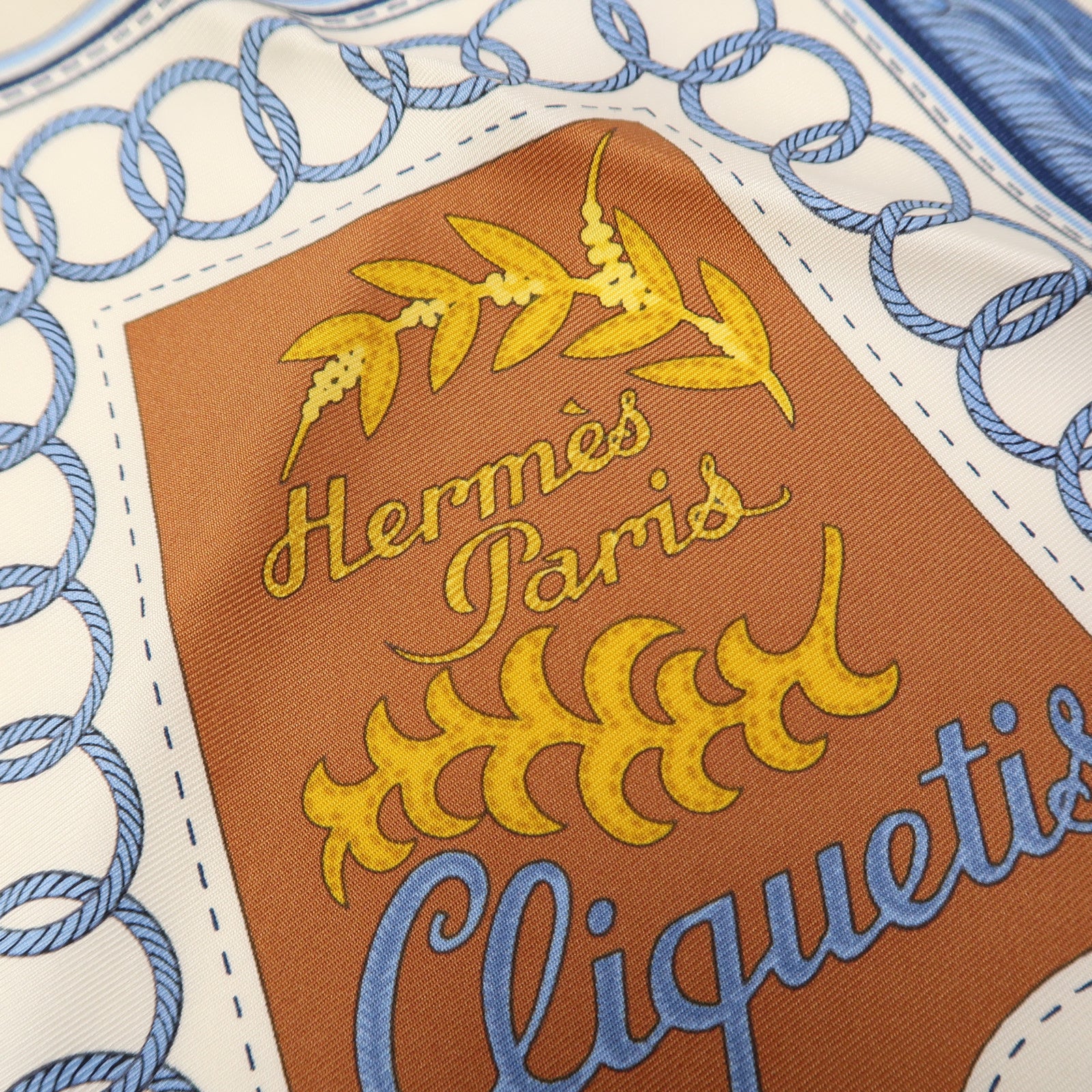 HERMES 絲質Scarf 90X90cm絲巾米色/綠色/藍色/啡色