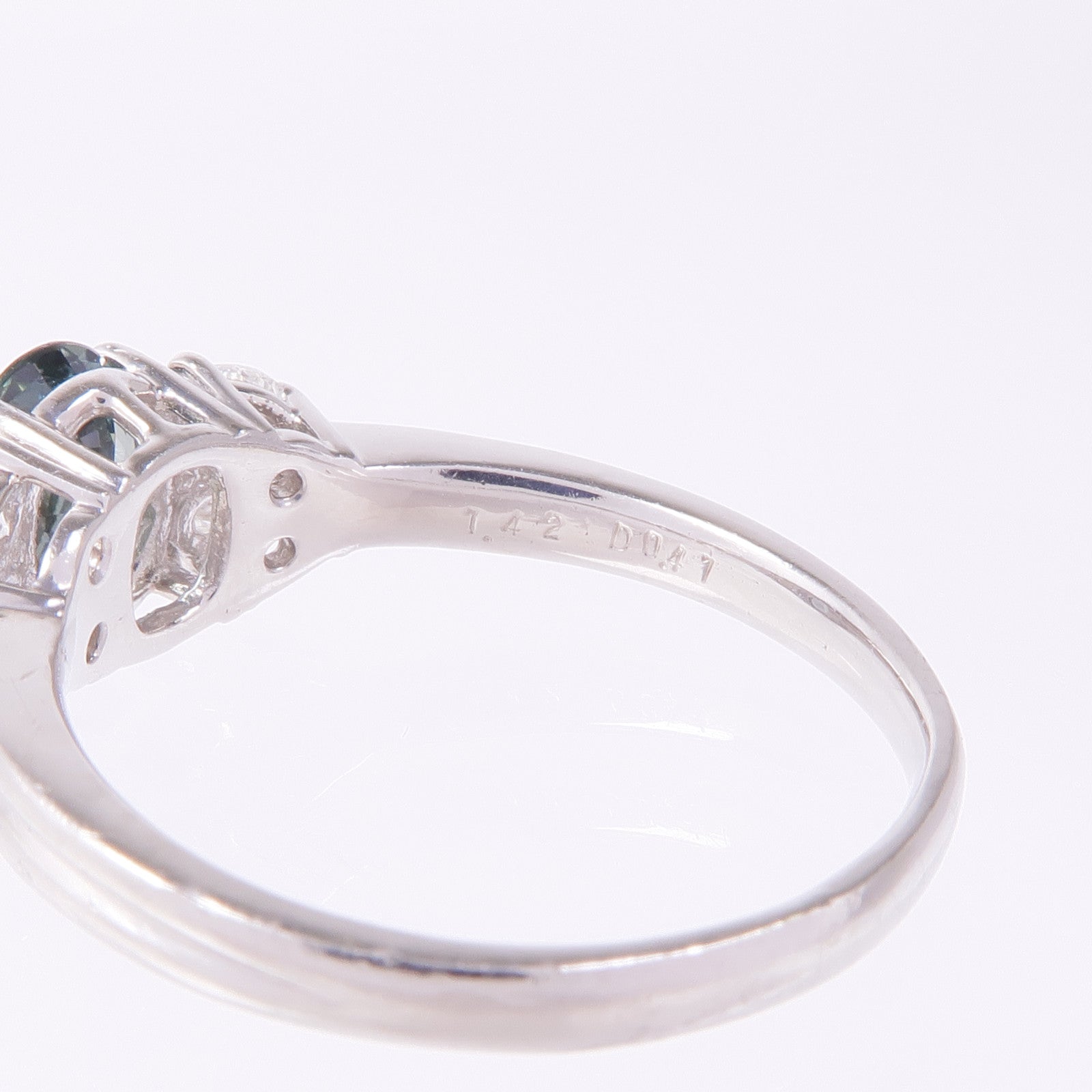 JEWELRY PT900鉑金Sapphire Diamond Ring藍寶石/鑽石戒指US#8.5