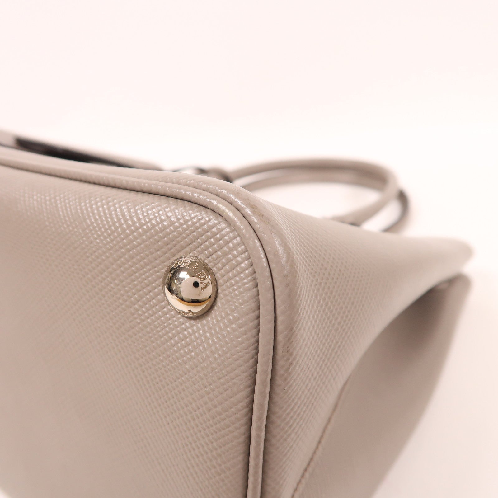 PRADA 牛皮皮革Shoulder Tote銀扣手挽肩背兩用袋