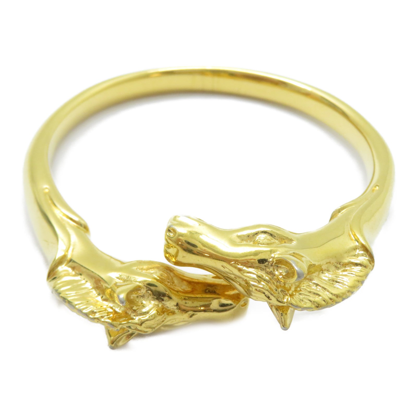 HERMES 金屬Double Horse手鐲金色