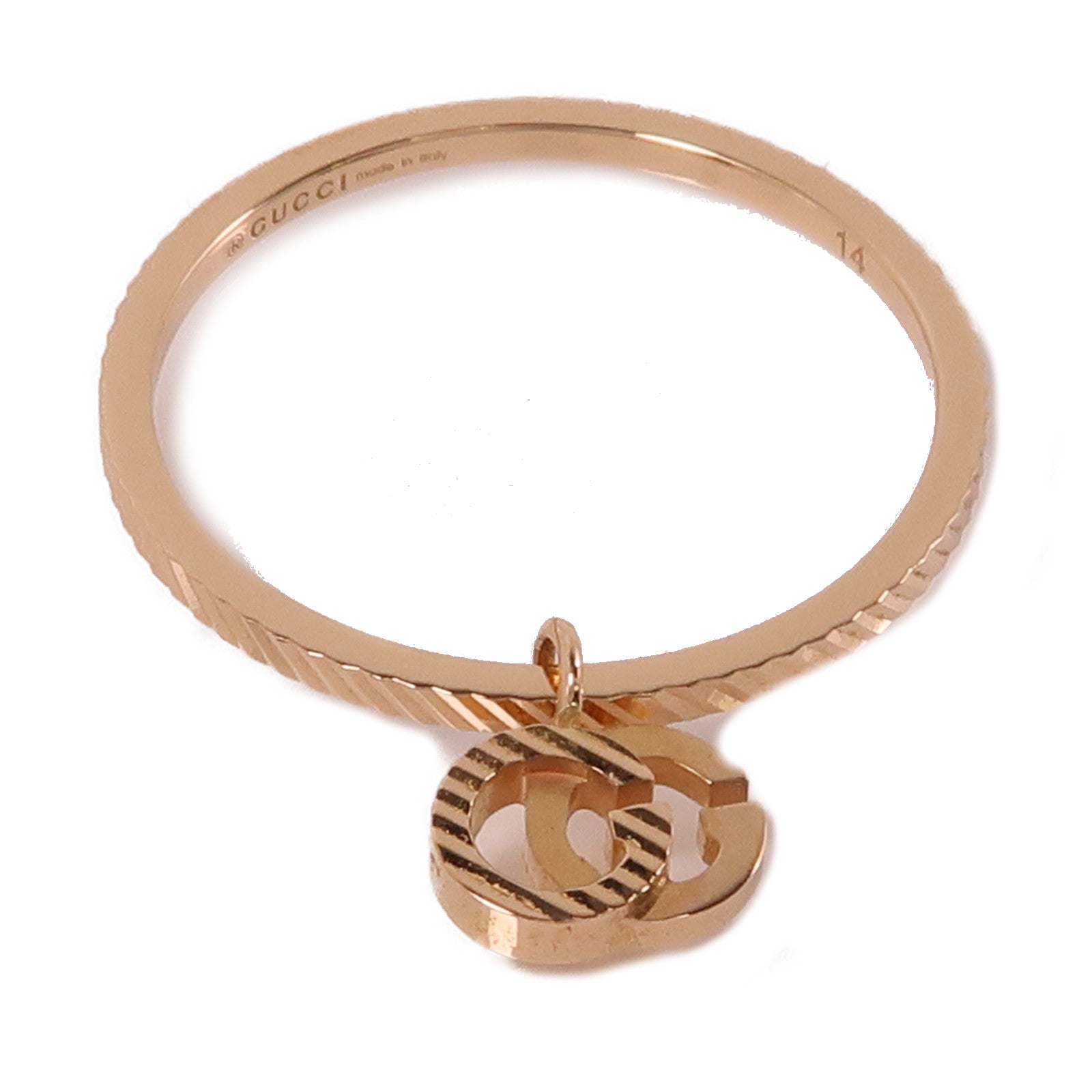 GUCCI 18K玫瑰金GG Running Charm Ring戒指US#6.75