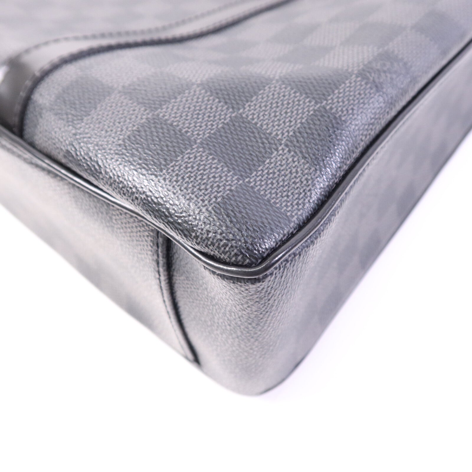 LOUIS VUITTON Damier Graphite Tadao MM銀扣手挽肩背兩用袋