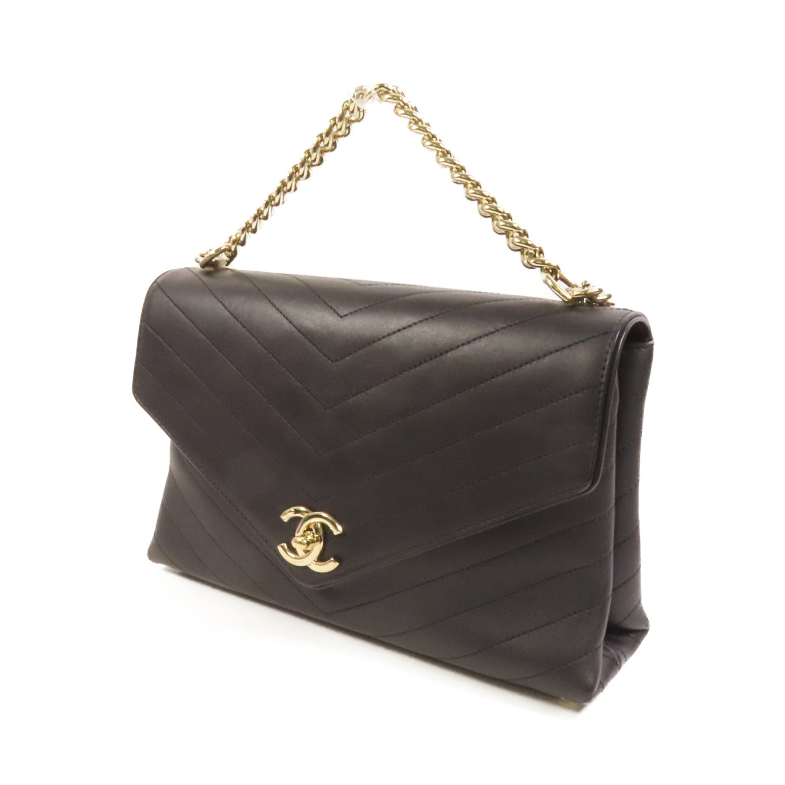 CHANEL 【激減優惠】牛皮皮革Chain Shoulder金扣手挽肩背兩用袋