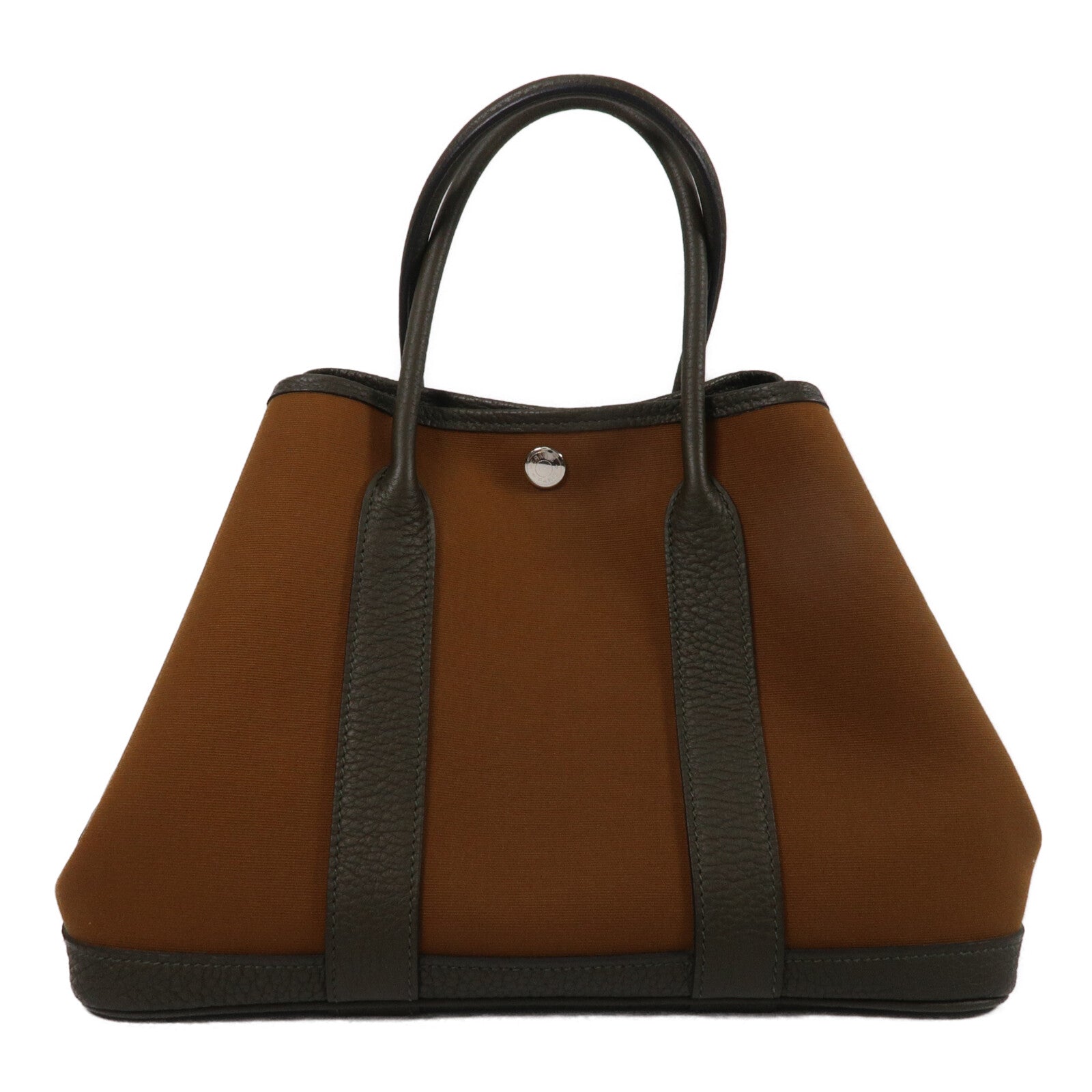 HERMES 帆布Garden Party TPM手挽袋Alezan/Vert Bronze