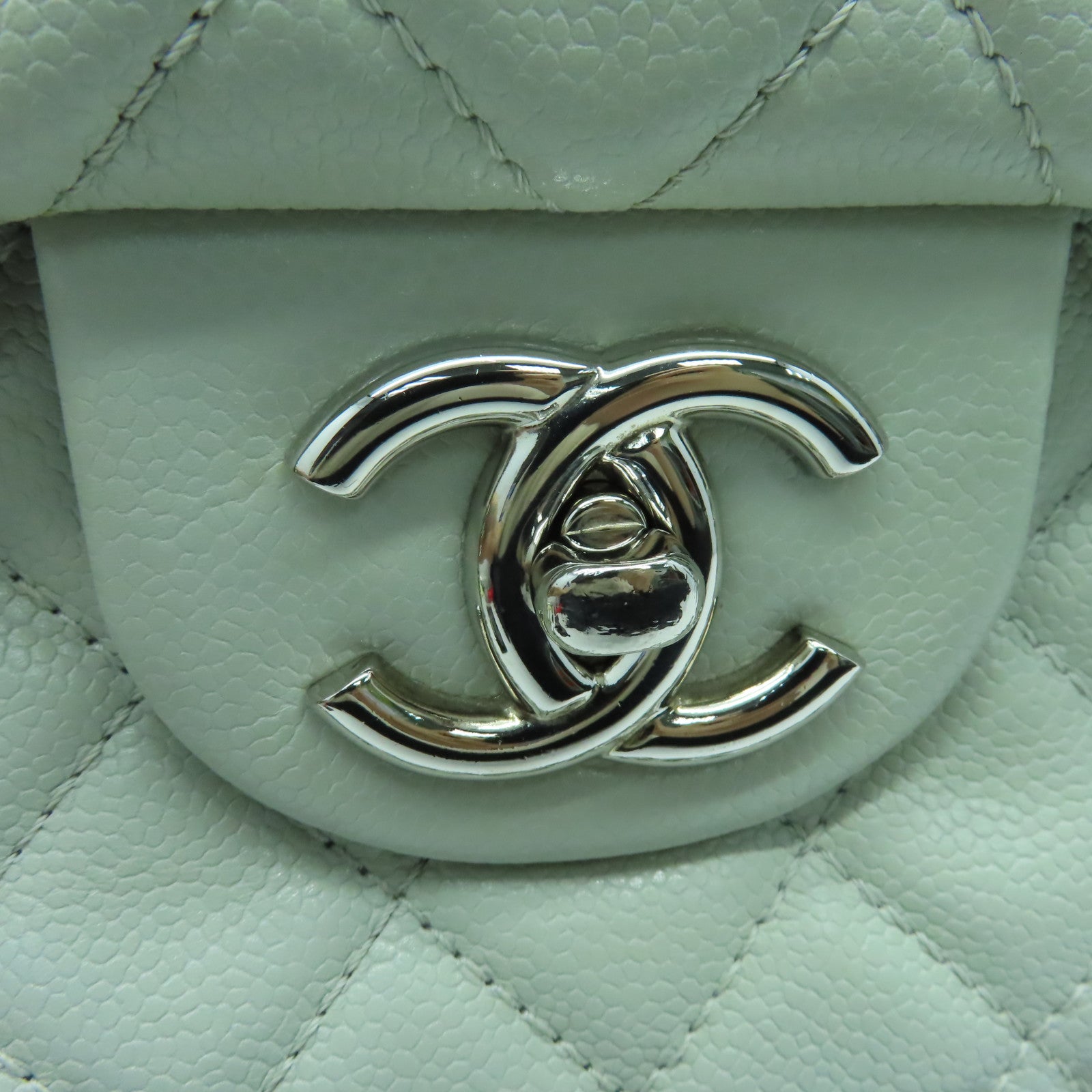 CHANEL 【激減優惠】菱格Caviar皮革Chain Shoulder銀扣肩背袋灰色