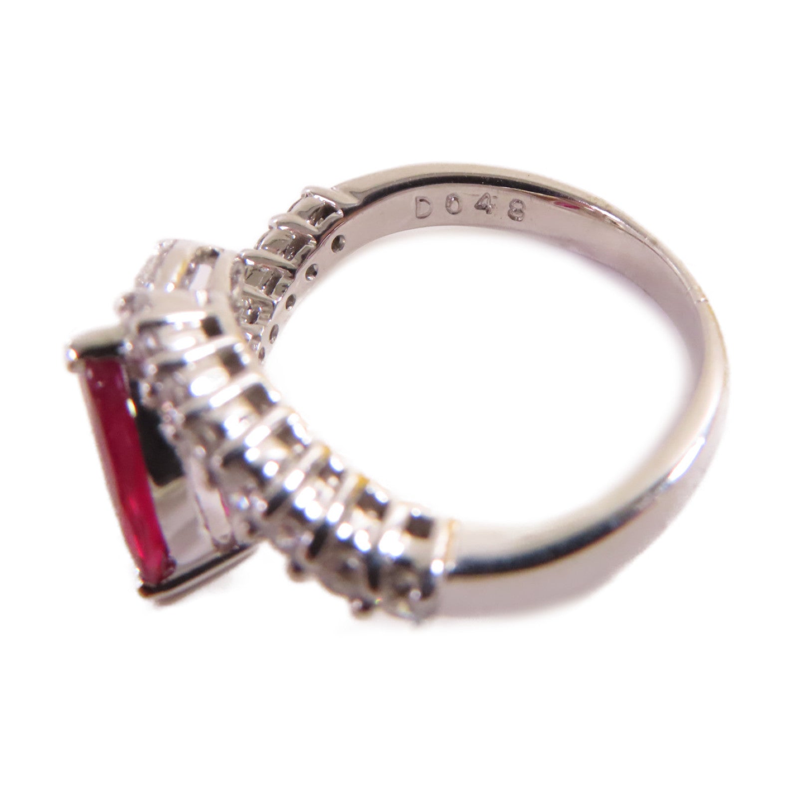 JEWELRY 18K白金/0.84ct紅寶石/0.48ct鑽石Ruby Ring戒指US#5.5