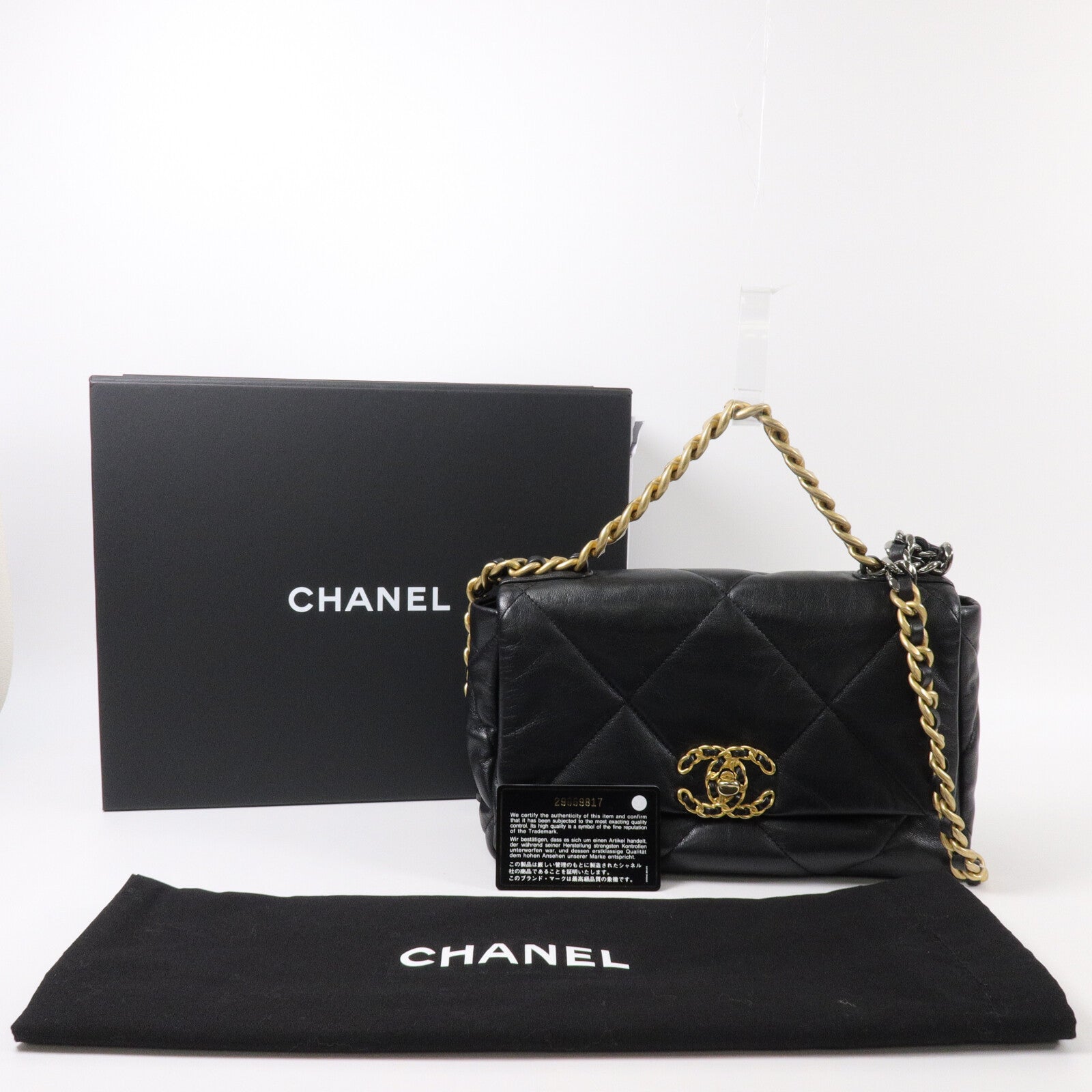 CHANEL 羊皮皮革Chanel 19 Small鏈帶手挽肩背兩用袋