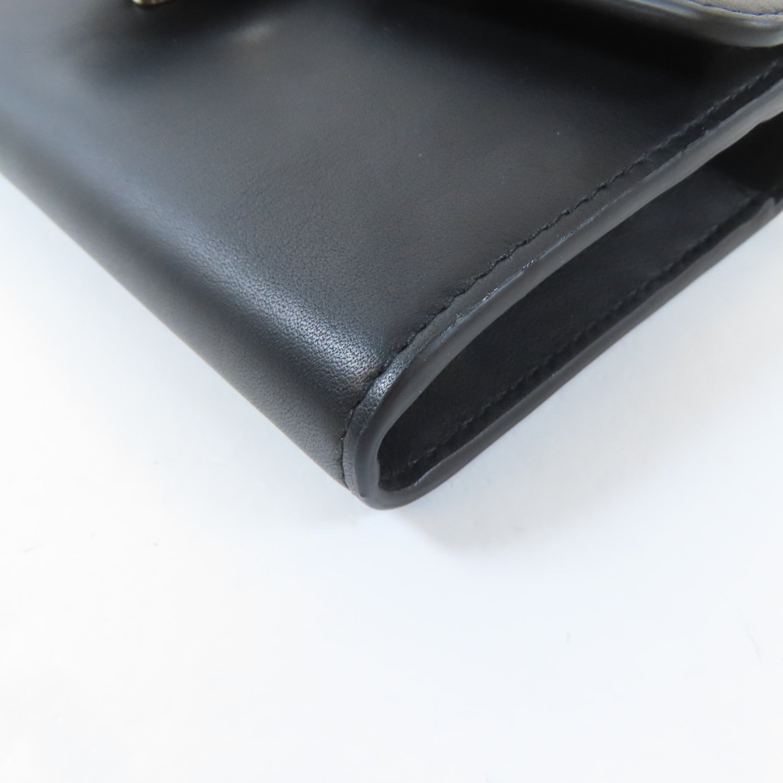GUCCI 牛皮皮革Long Wallet銀扣長錢包黑色