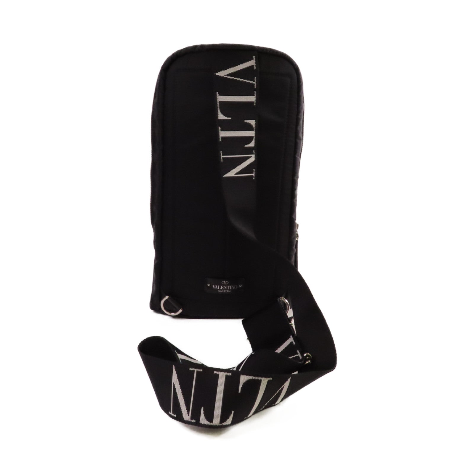Valentino 【激減優惠】尼龍VLTN Shoulder Bag銀扣肩背袋黑色